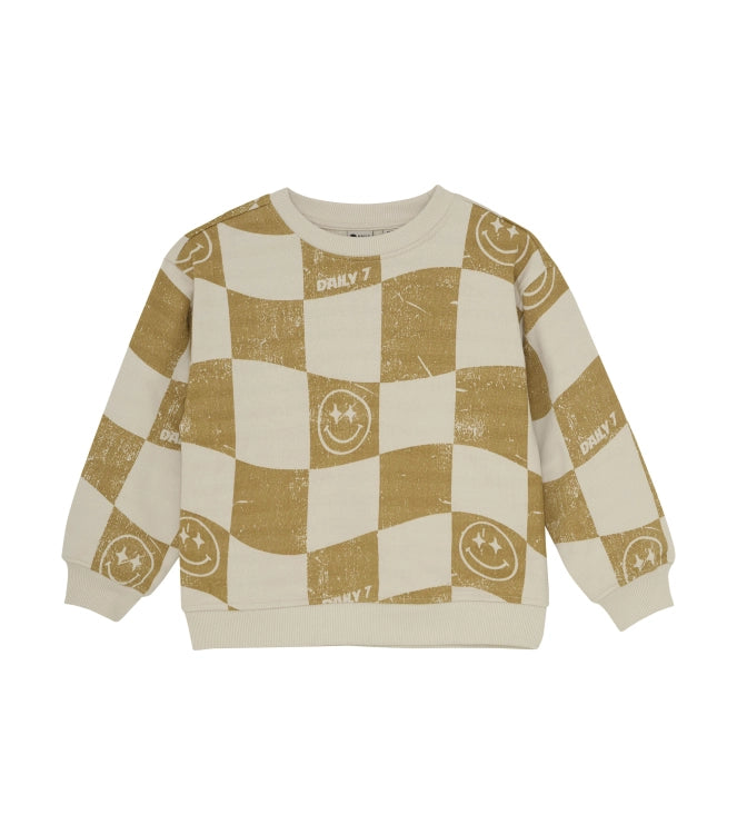 DAILY7 Oversized Sweater Alloverprint - Sandshell Voorzijde