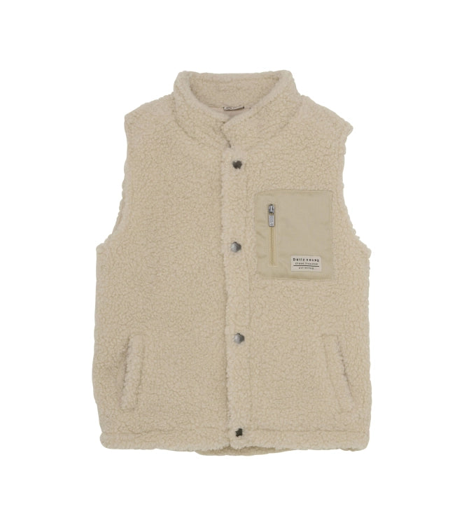 DAILY7 Bodywarmer Teddy - Sandshell Voorzijde