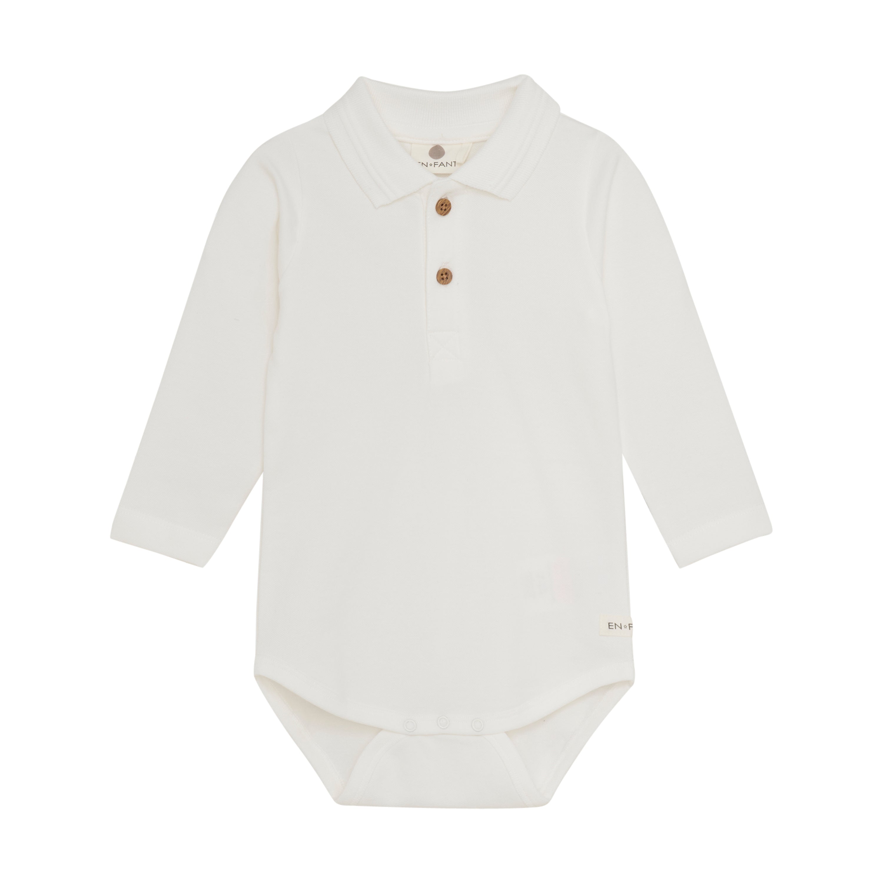 En Fant Body Longsleeve Polo - Egret Voorzijde