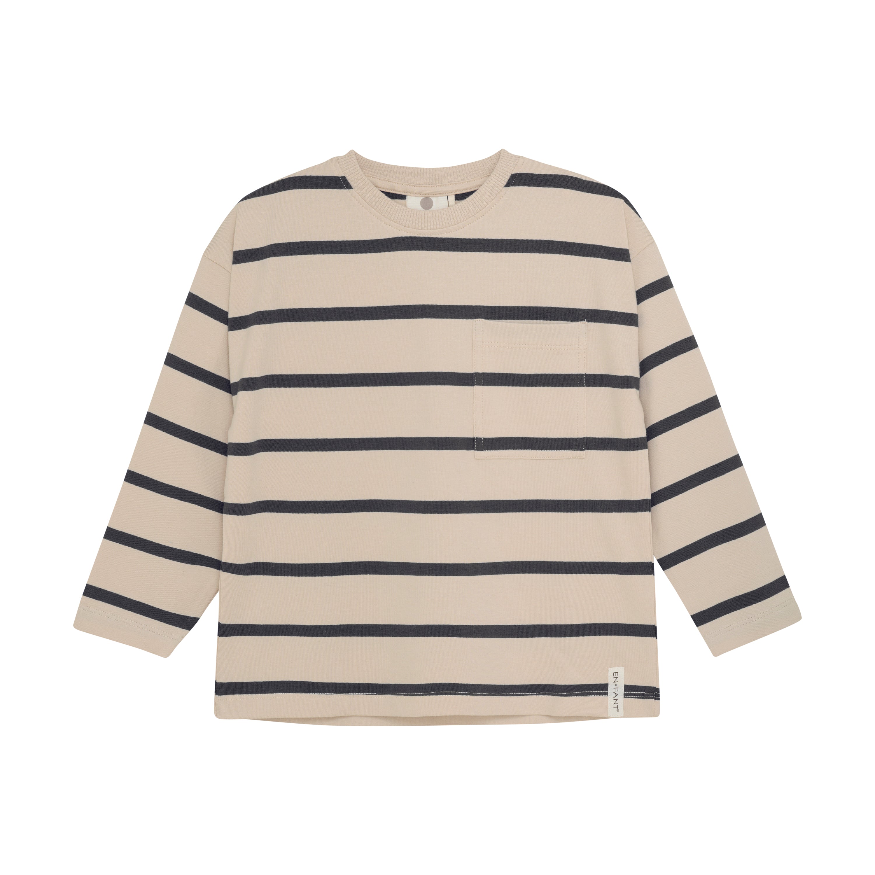 En Fant T-Shirt LS Stripe Oversize - Ebony Voorzijde