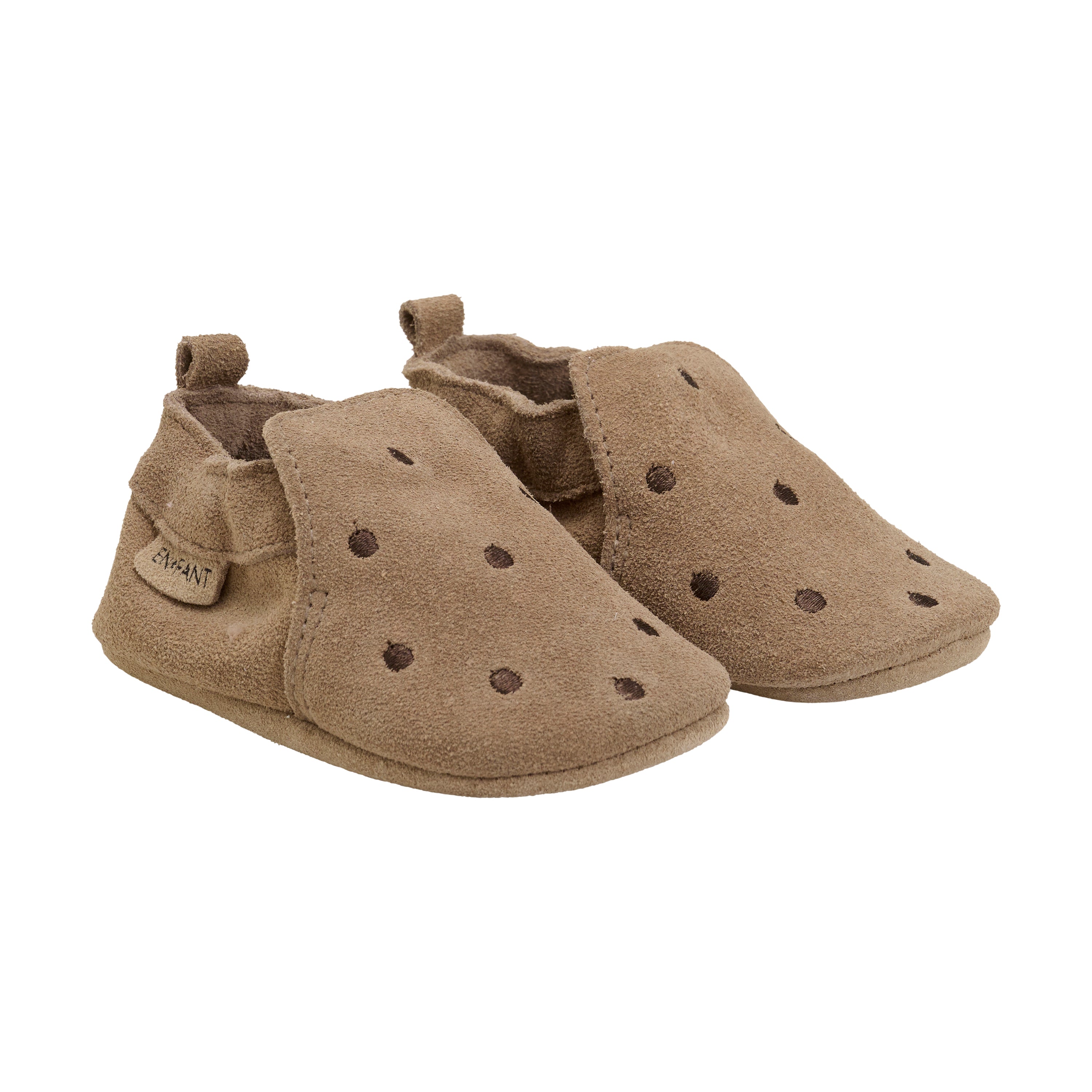 En Fant Slippers Suede Embroidery - Pine Bark