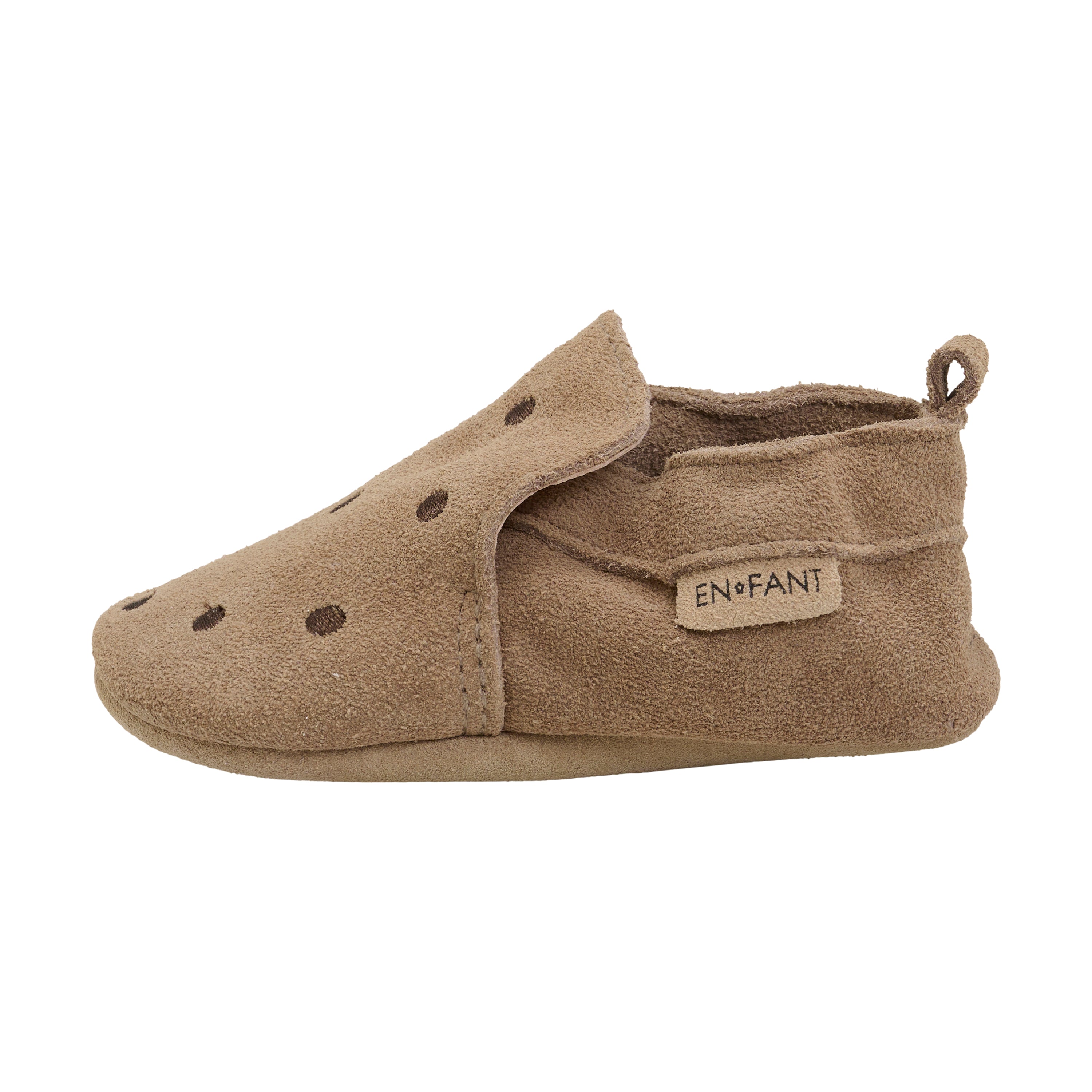 En Fant Slippers Suede Embroidery - Pine Bark