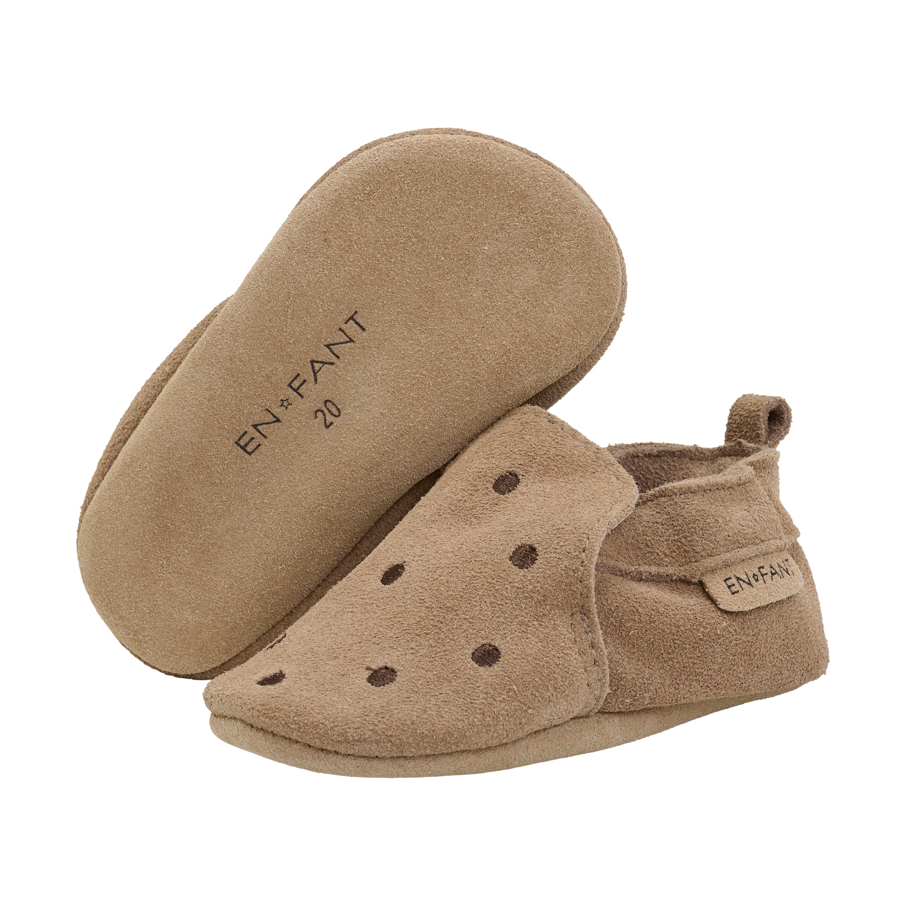 En Fant Slippers Suede Embroidery - Pine Bark