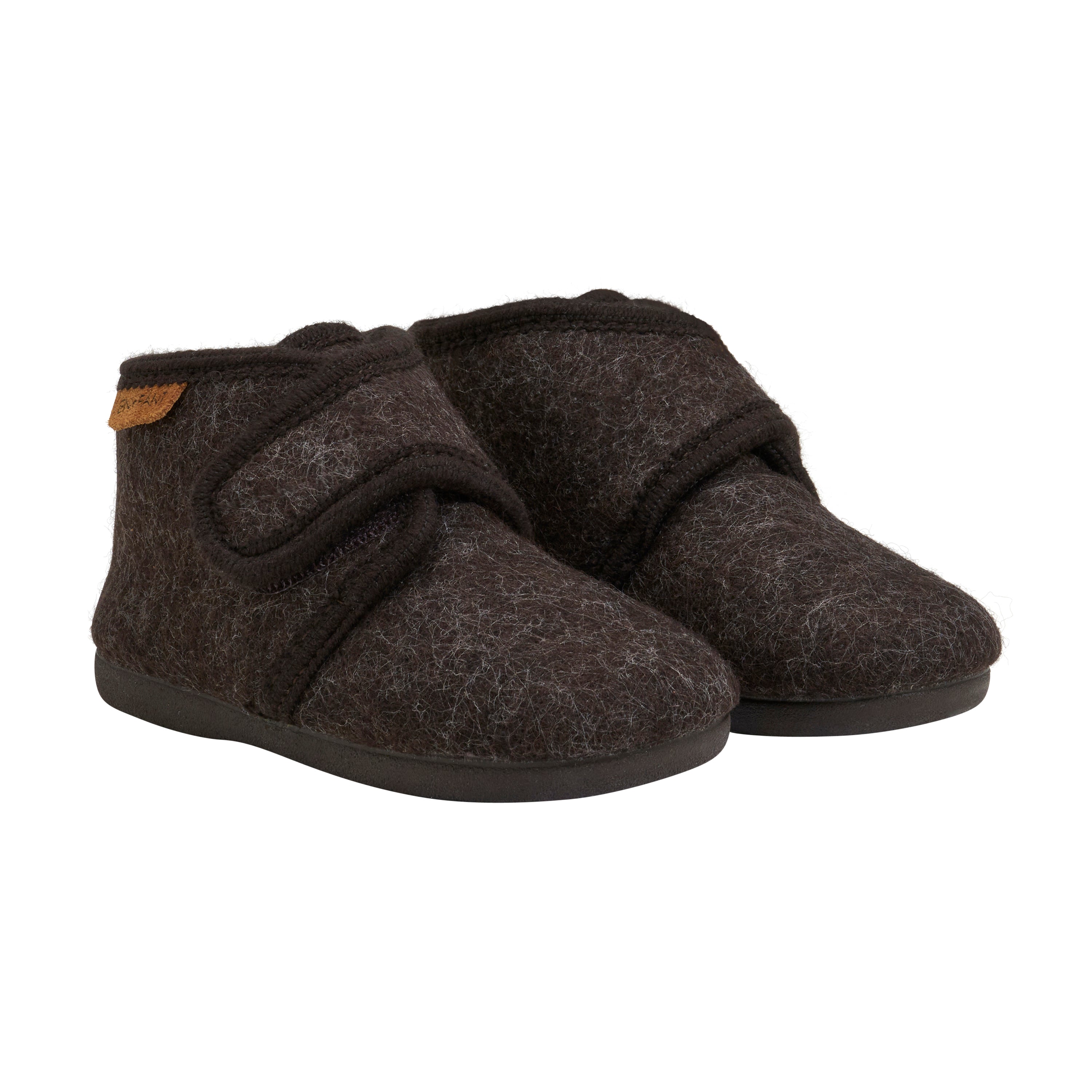 En Fant Slippers Wool Velcro - Chocolate Melange
