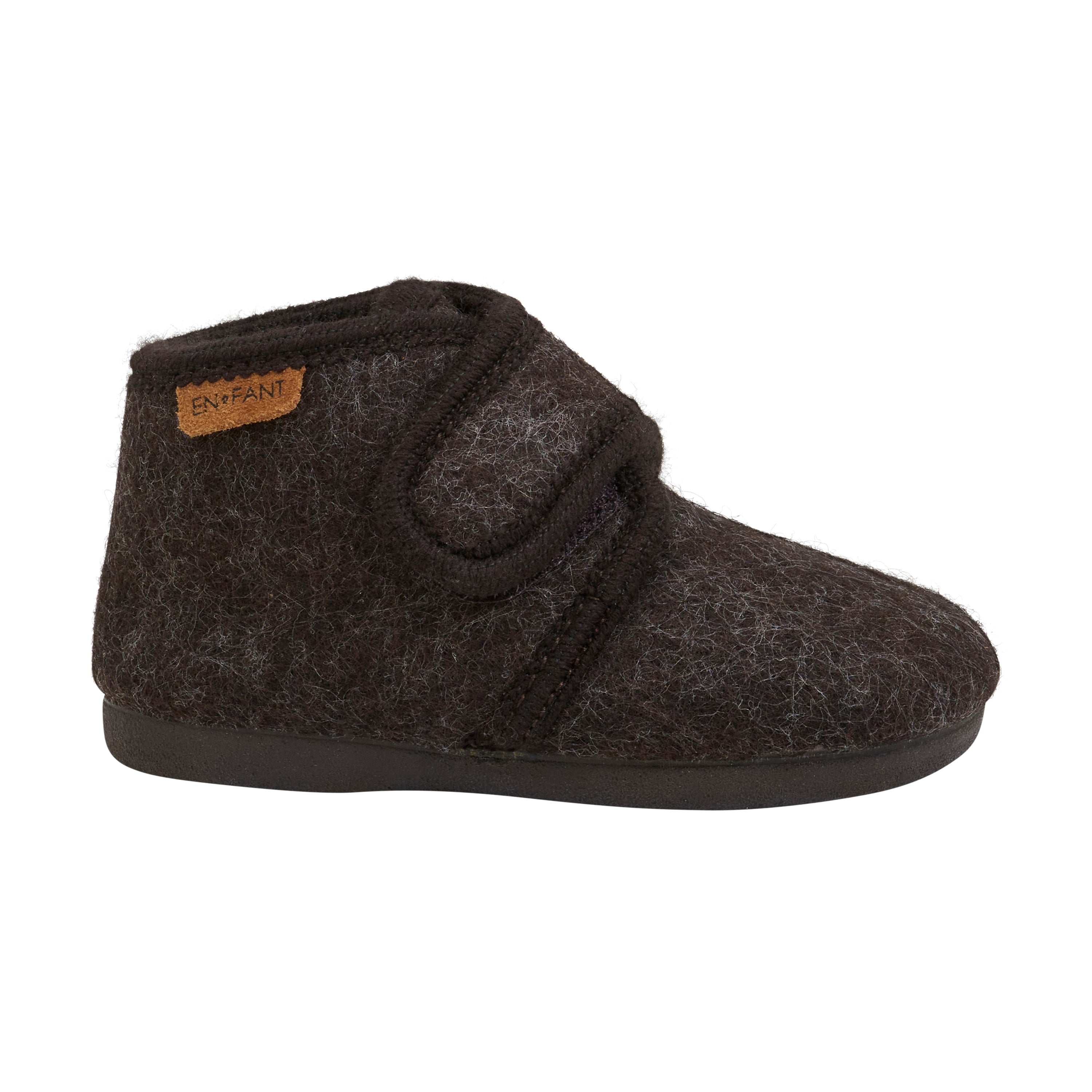 En Fant Slippers Wool Velcro - Chocolate Melange