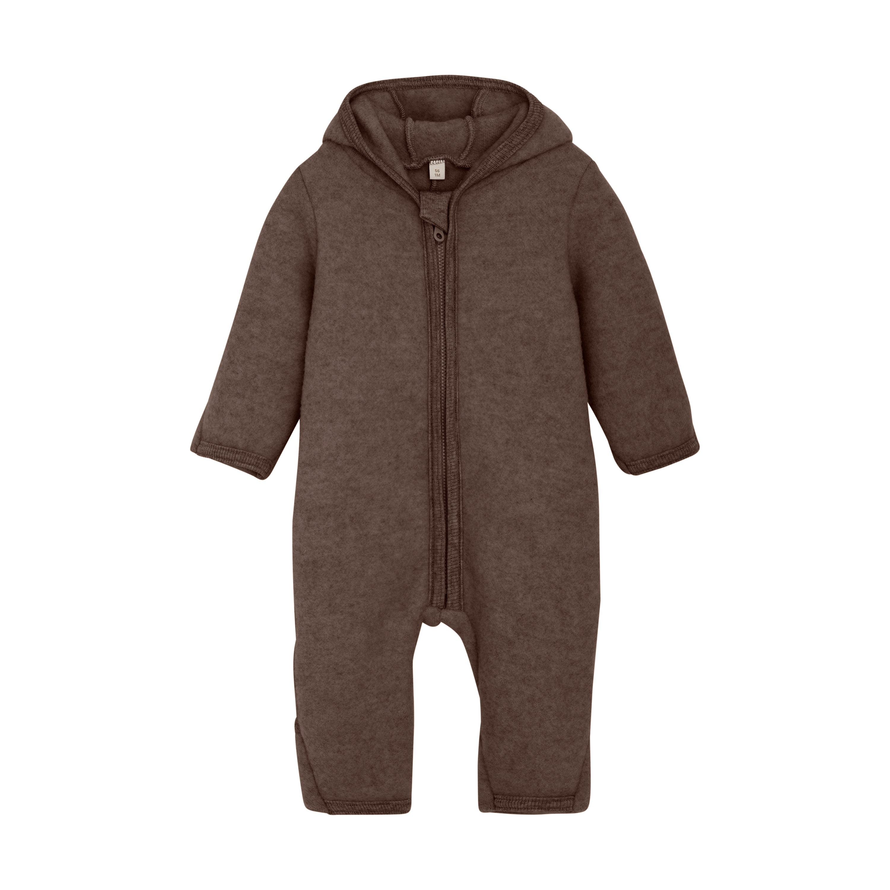 Huttelihut Pram Suit Wool Fleece - Brown Melange Voorzijde
