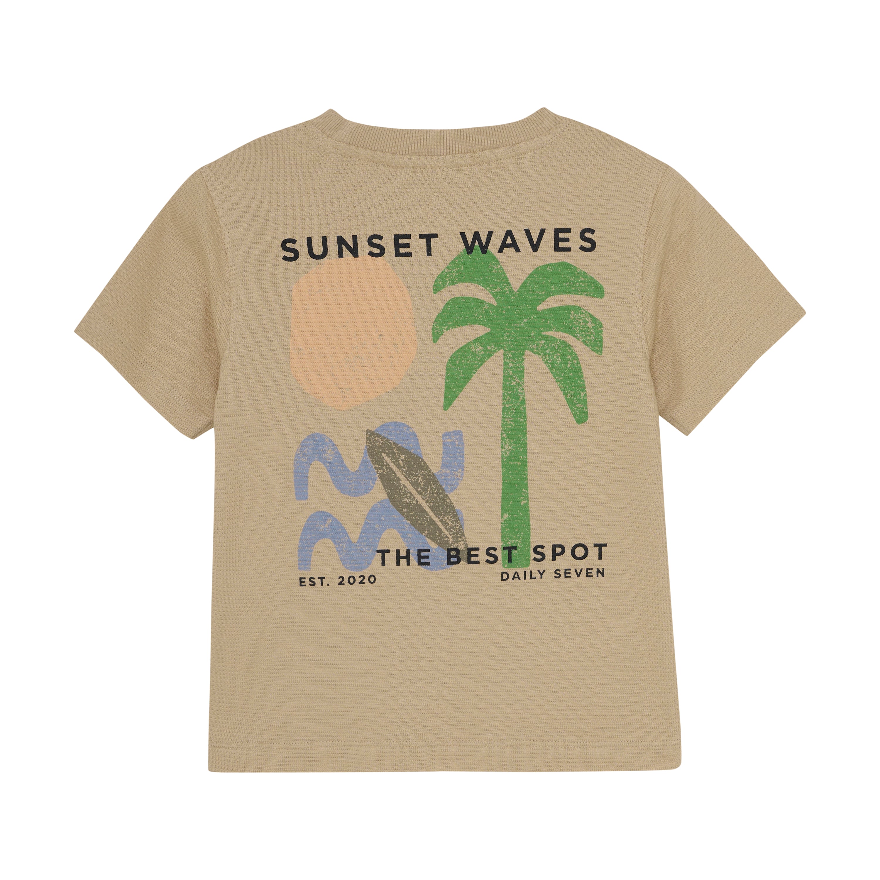 Daily7 T-Shirt Structure Print - Latte Sand achterzijde