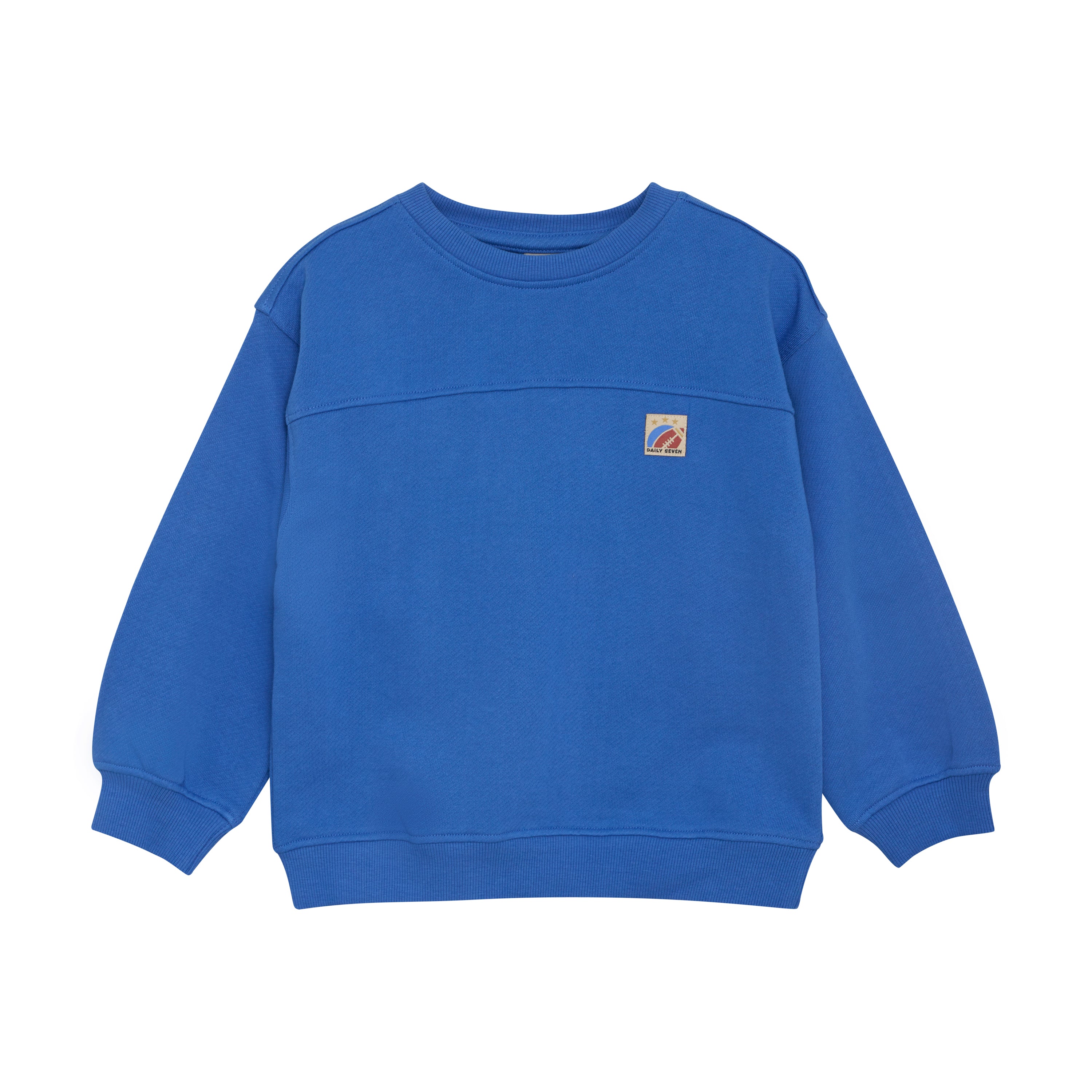 DAILY7 Oversized Sweater Textprint - Dusty Kobalt voorzijde