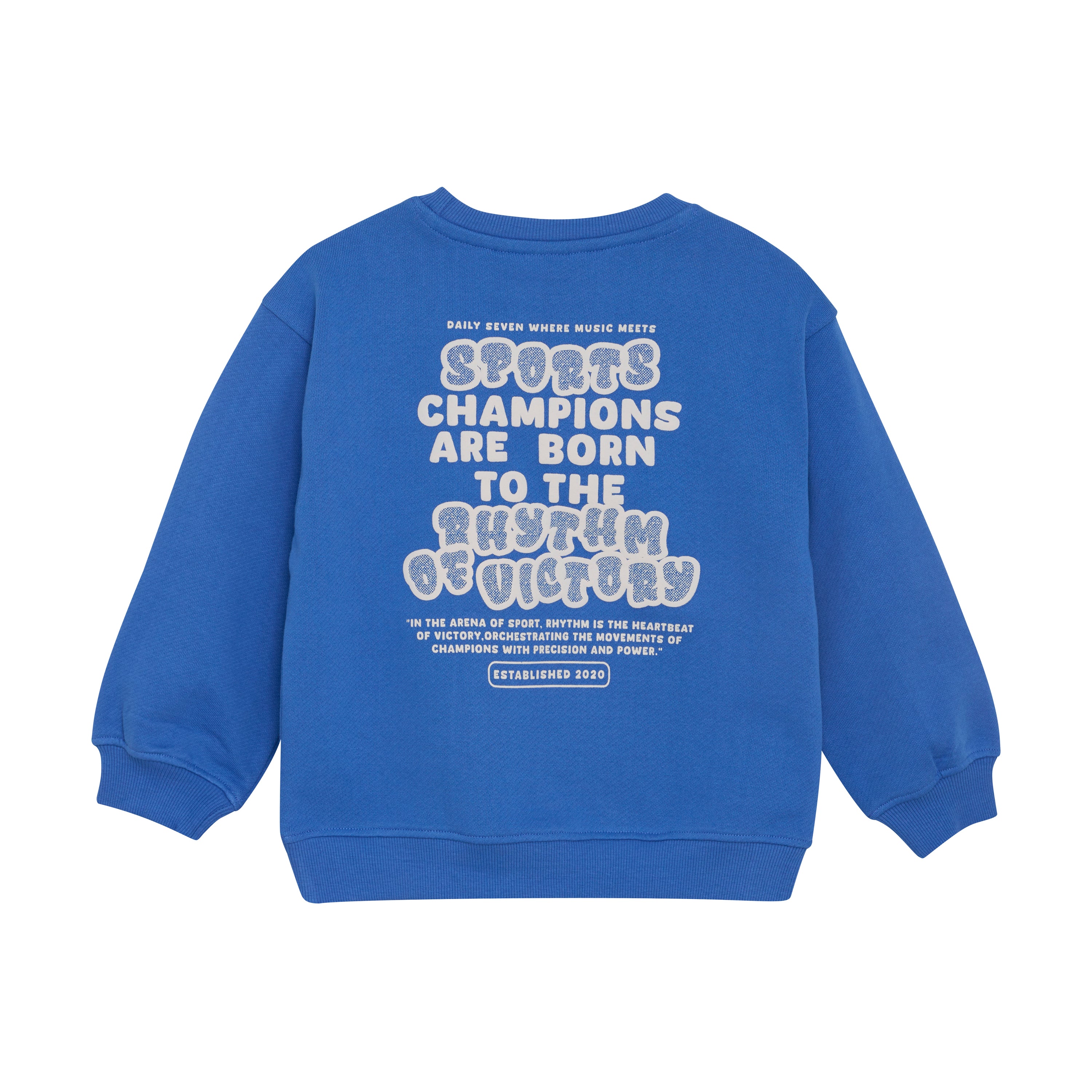 DAILY7 Oversized Sweater Textprint - Dusty Kobalt achterzijde