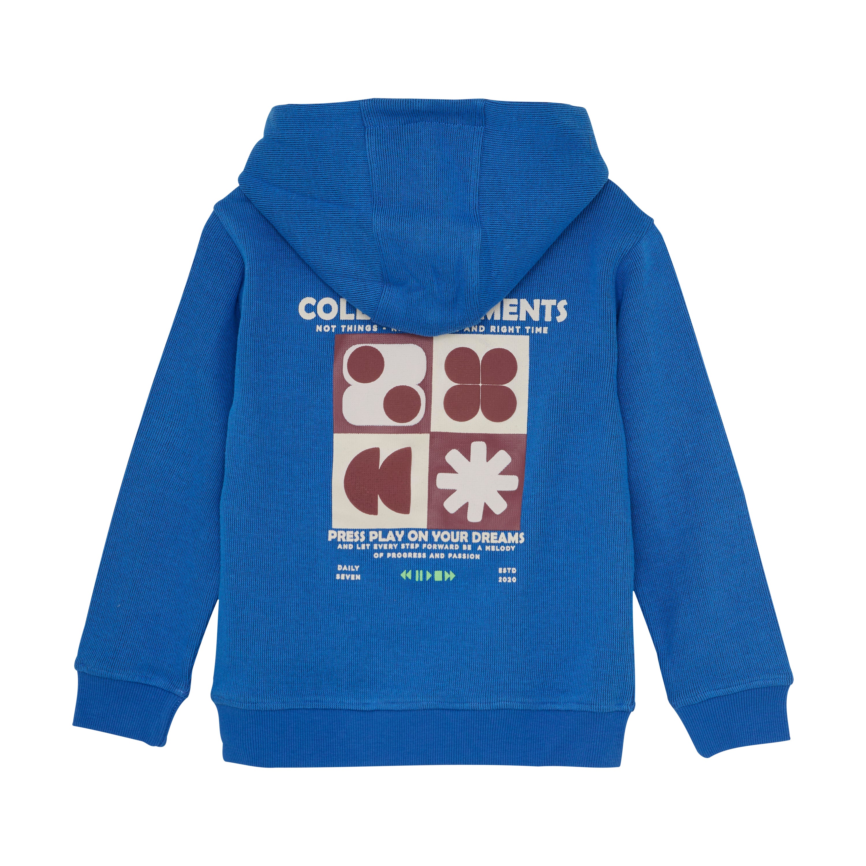 DAILY7 Hoodie Backprint - Dusty Kobalt achterzijde