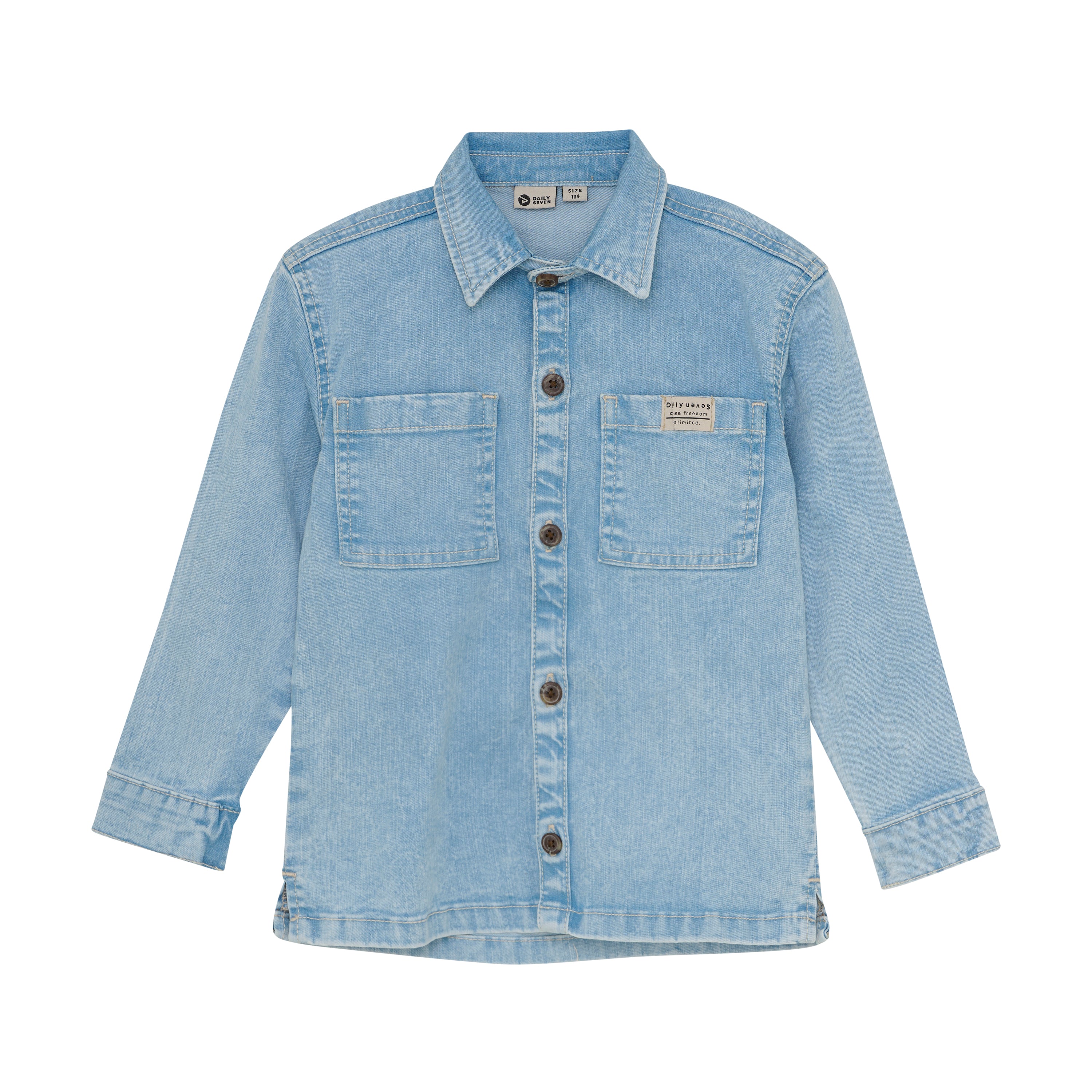 DAILY7 Denim Shirt Backprint - Denim voorzijde