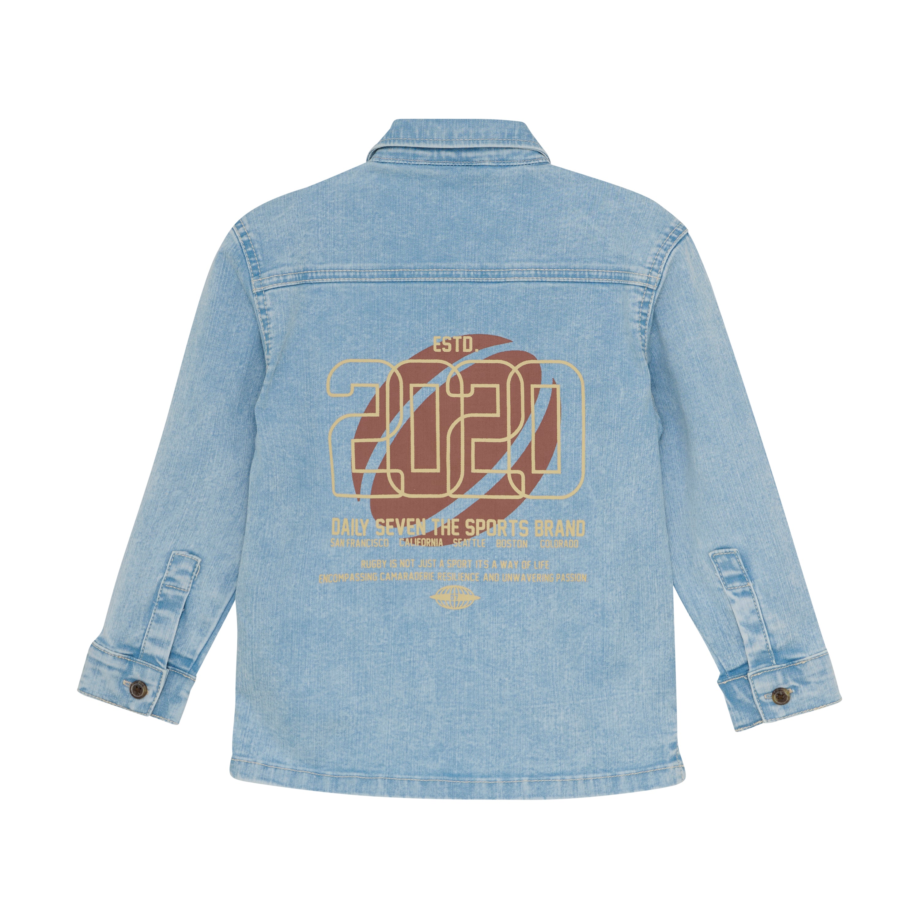 DAILY7 Denim Shirt Backprint - Denim achterzijde