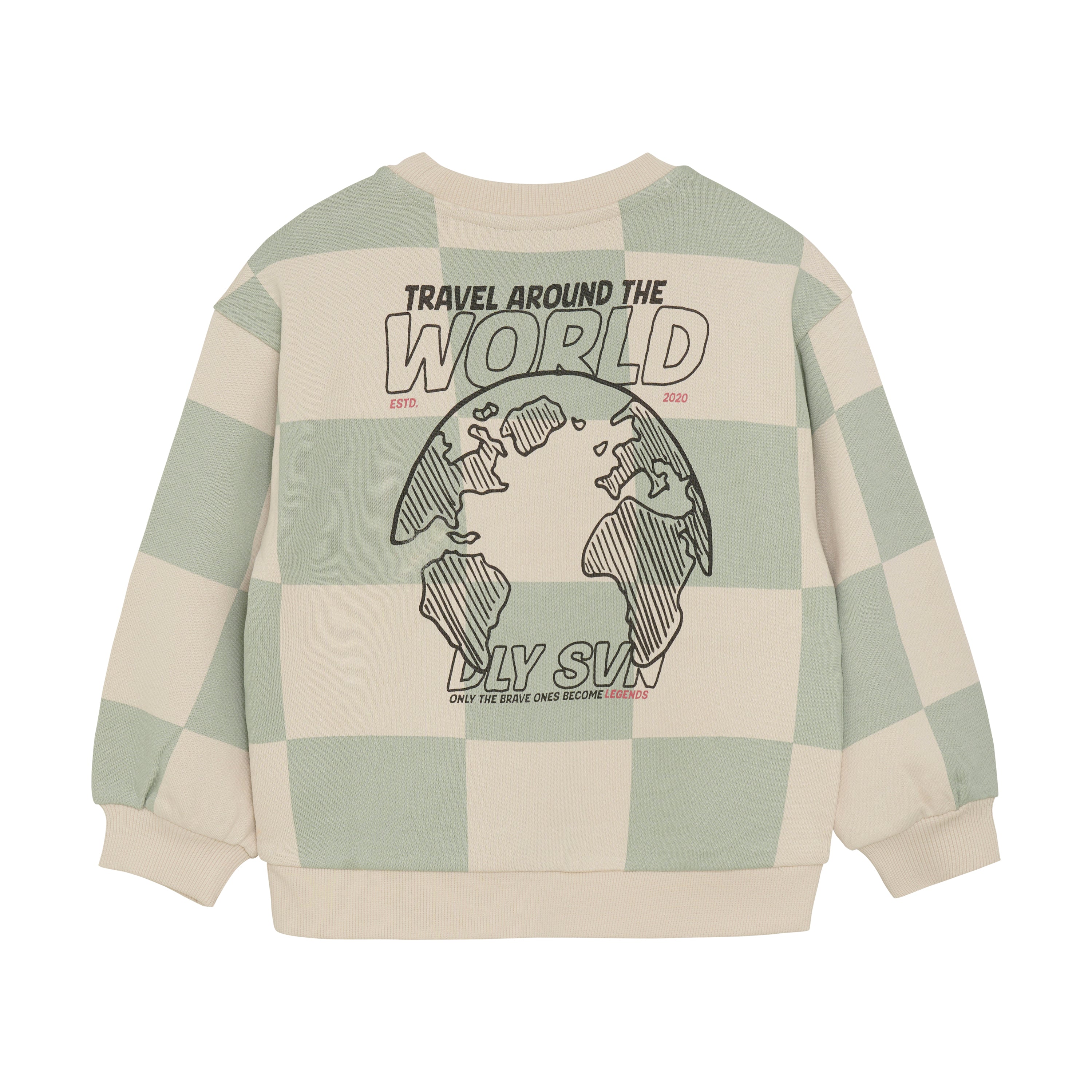 DAILY7 Oversized Sweater Check Print - Cool Mint achterzijde