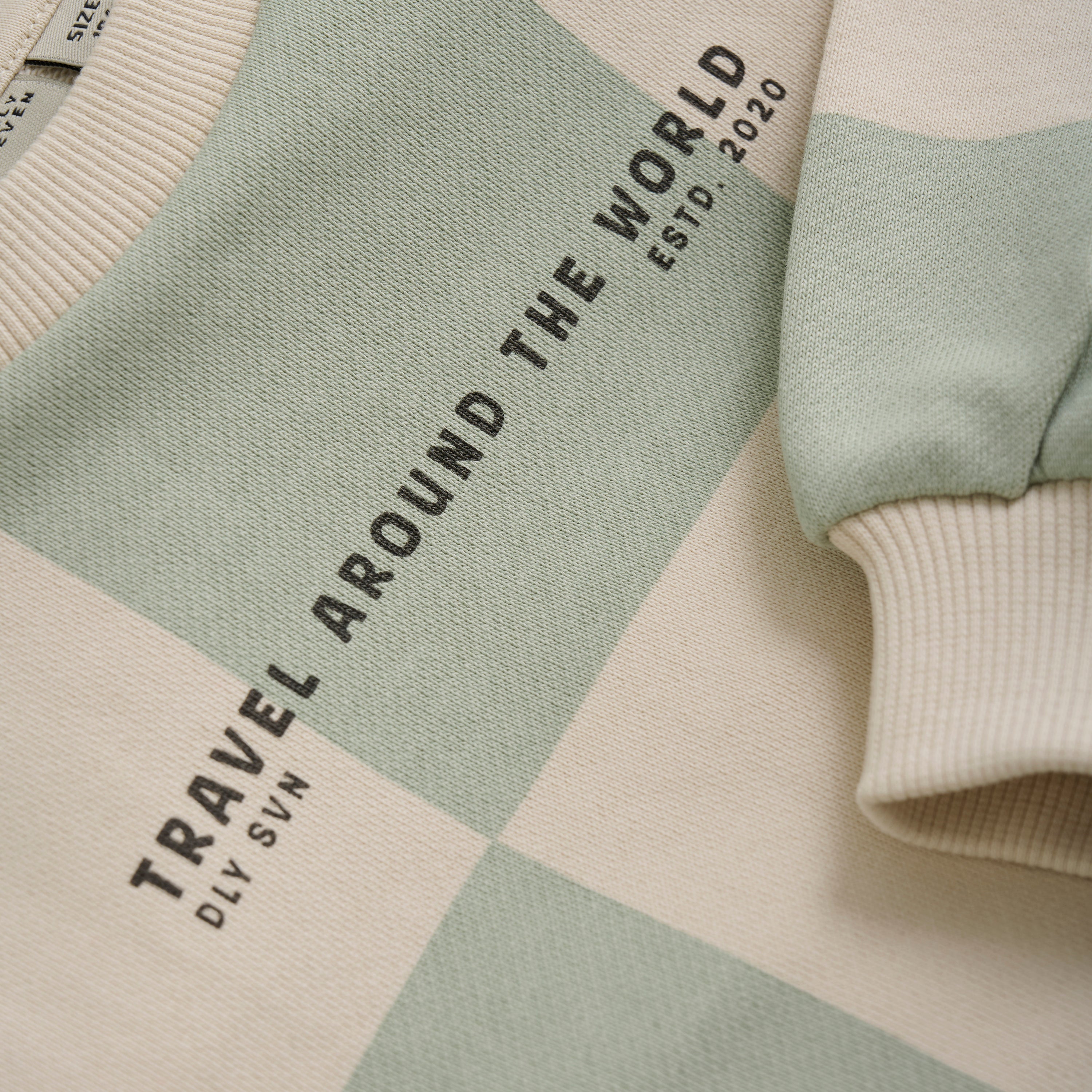 DAILY7 Oversized Sweater Check Print - Cool Mint detail foto