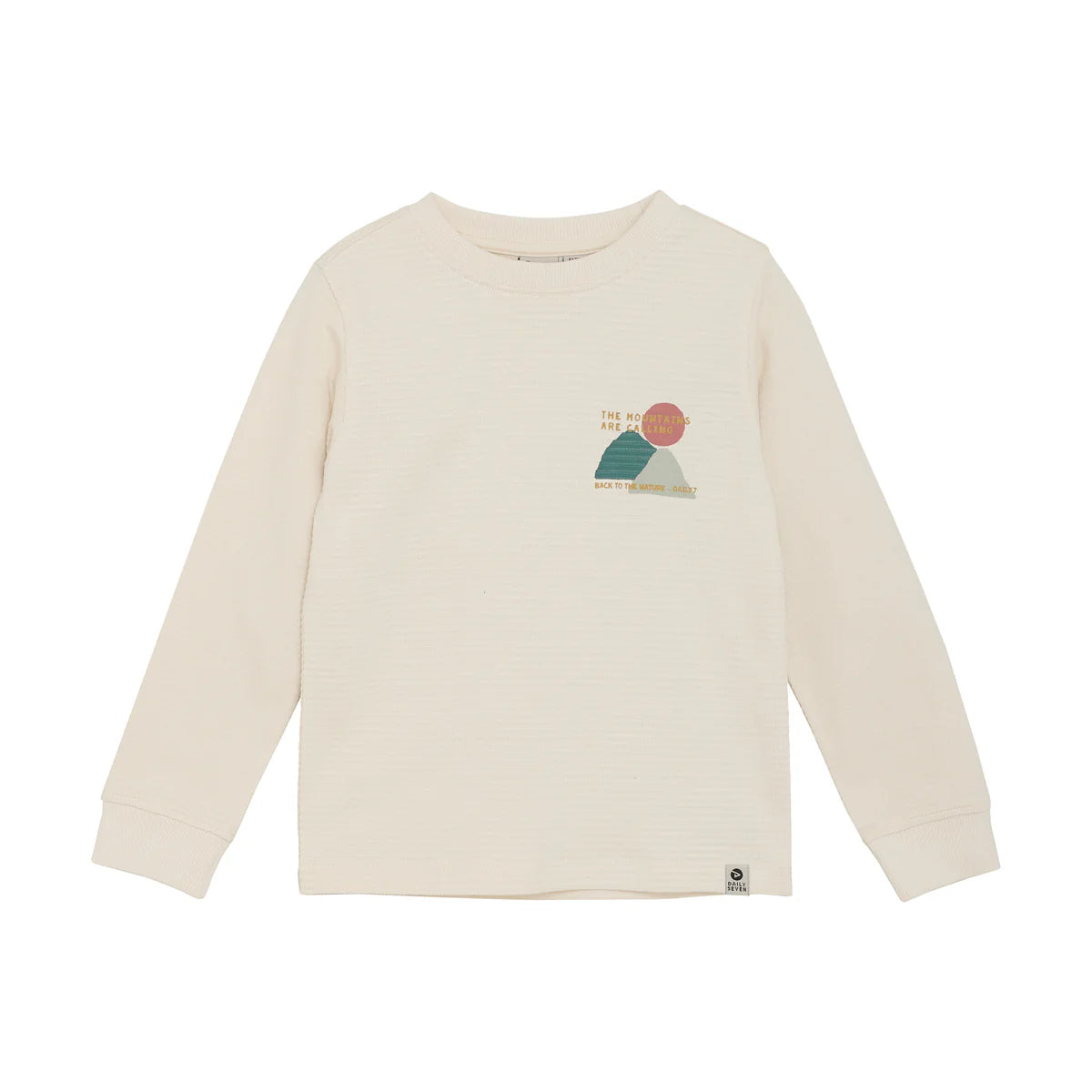 DAILY7 T-Shirt Longsleeve Chest Print - Sandshell Voorzijde