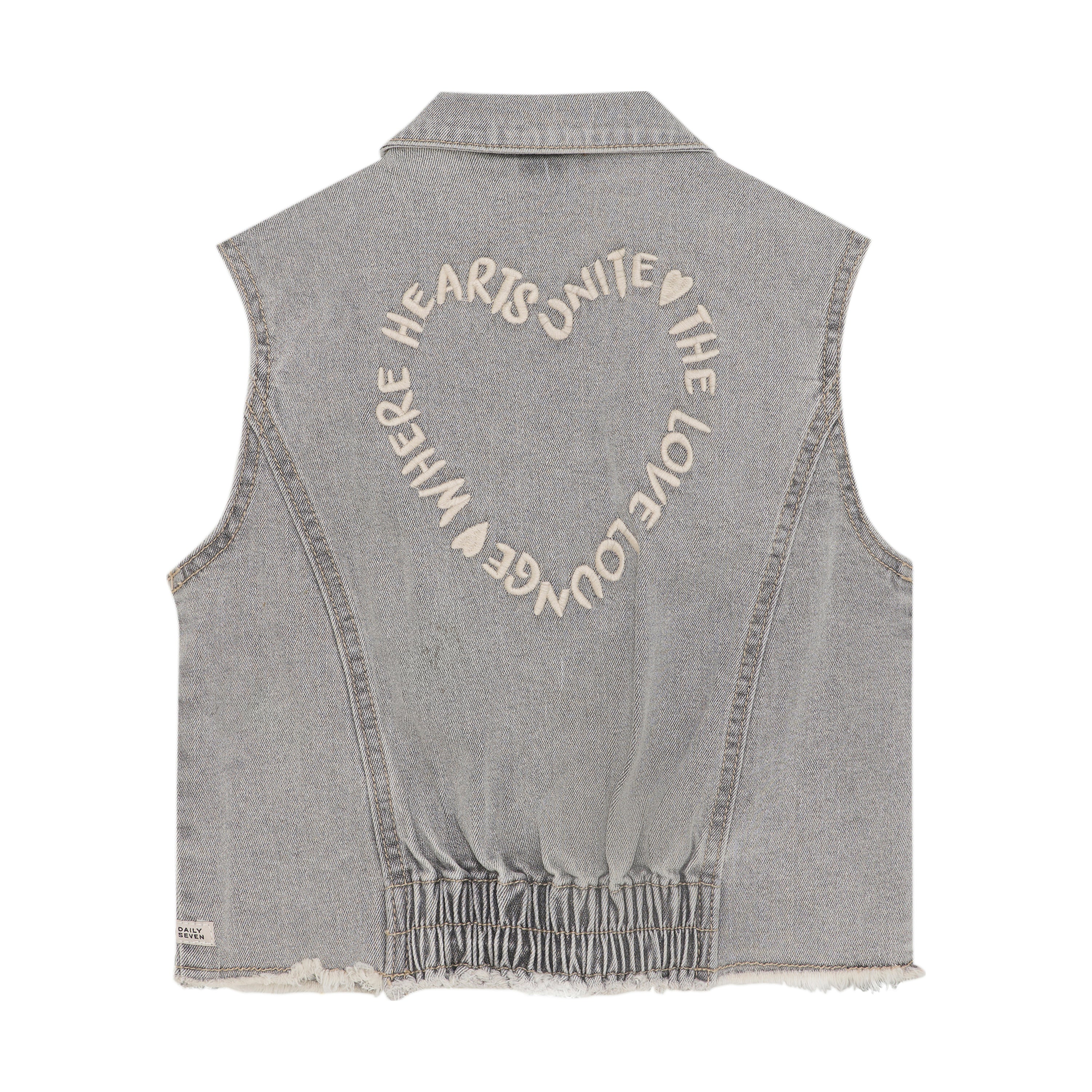 Daily7 Denim Sleeveless Jacket - Light Grey Denim achterzijde
