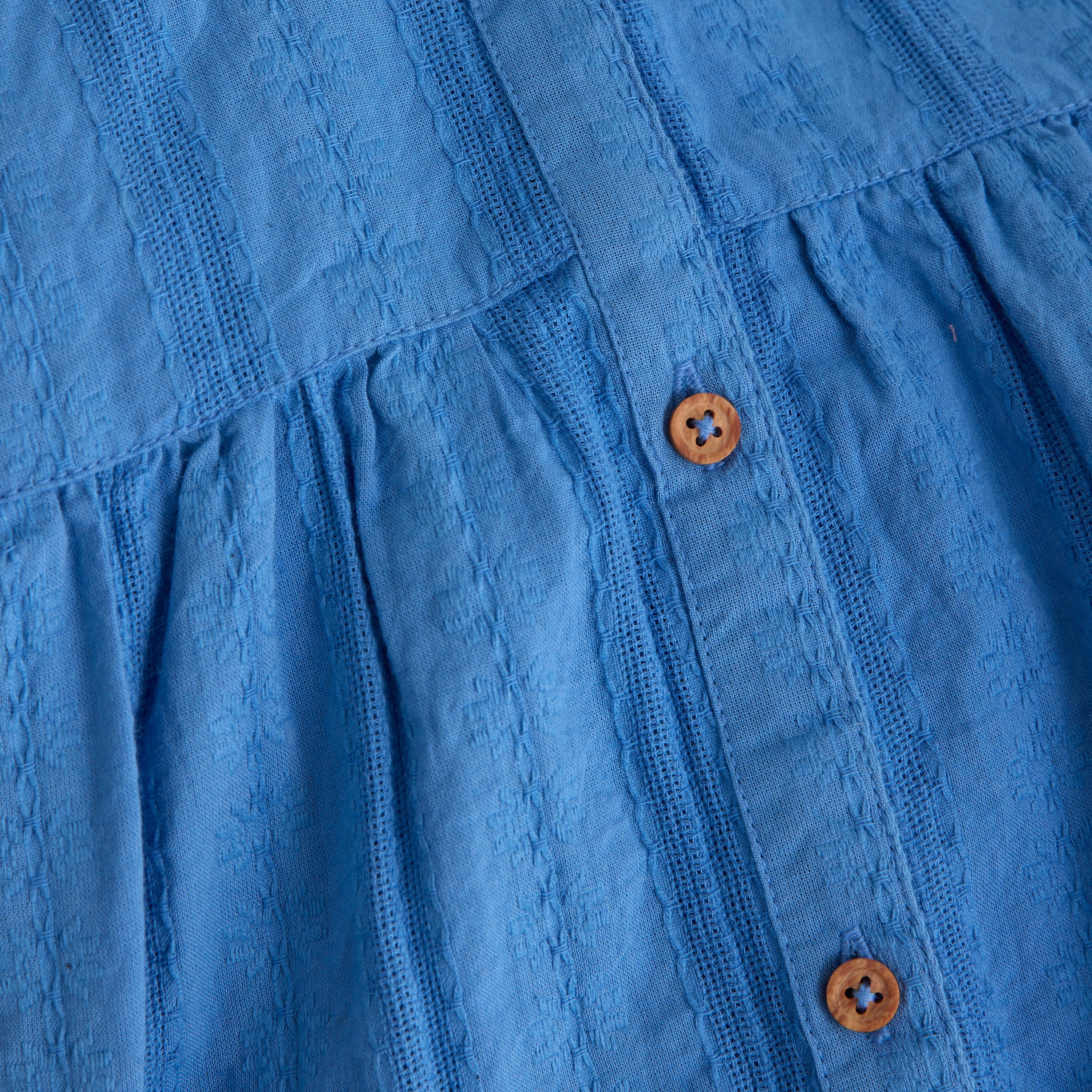 Daily7 Ruffle Shirt - Dusty Royal Blue detail