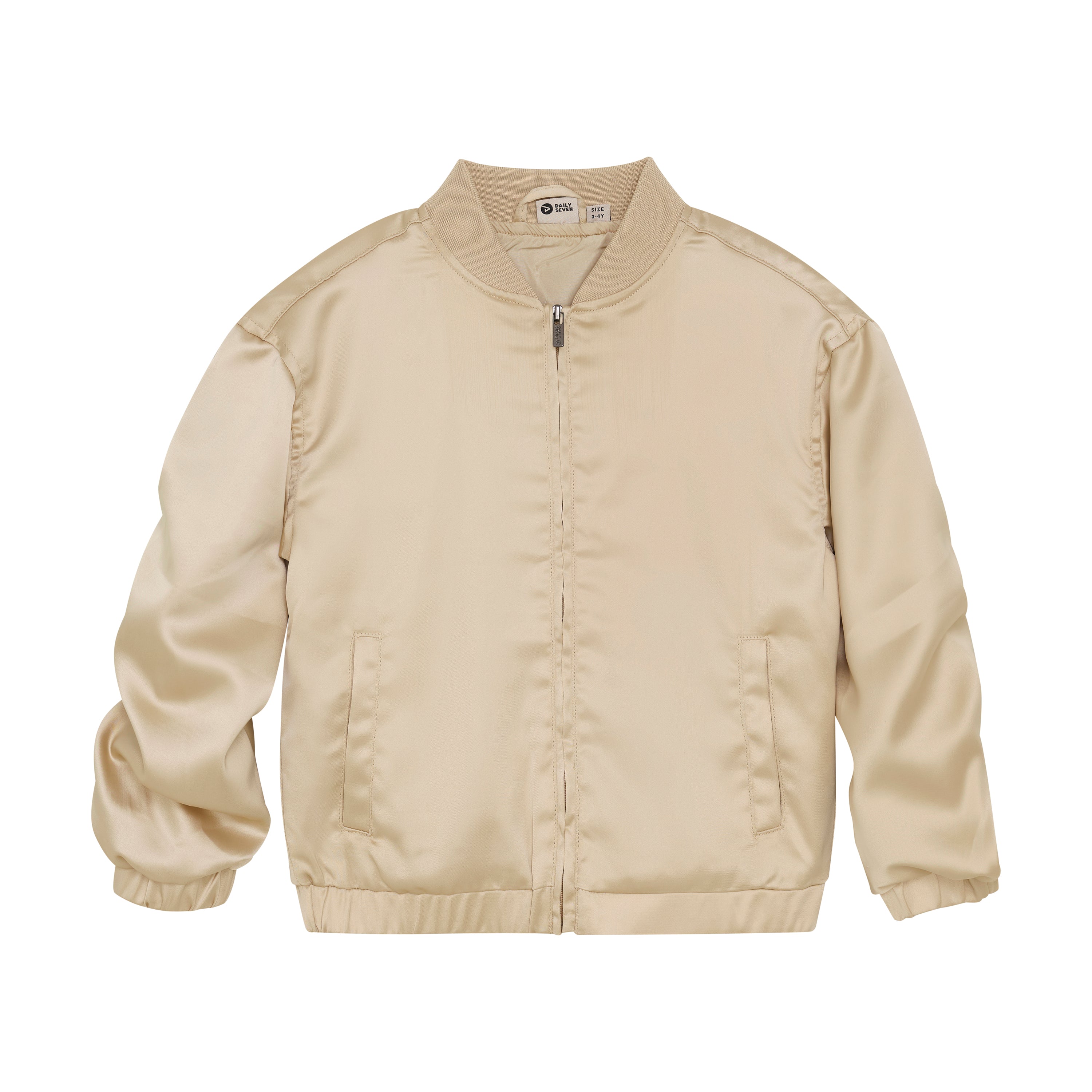 DAILY7 Satin Jacket - Latte Sand voorzijde