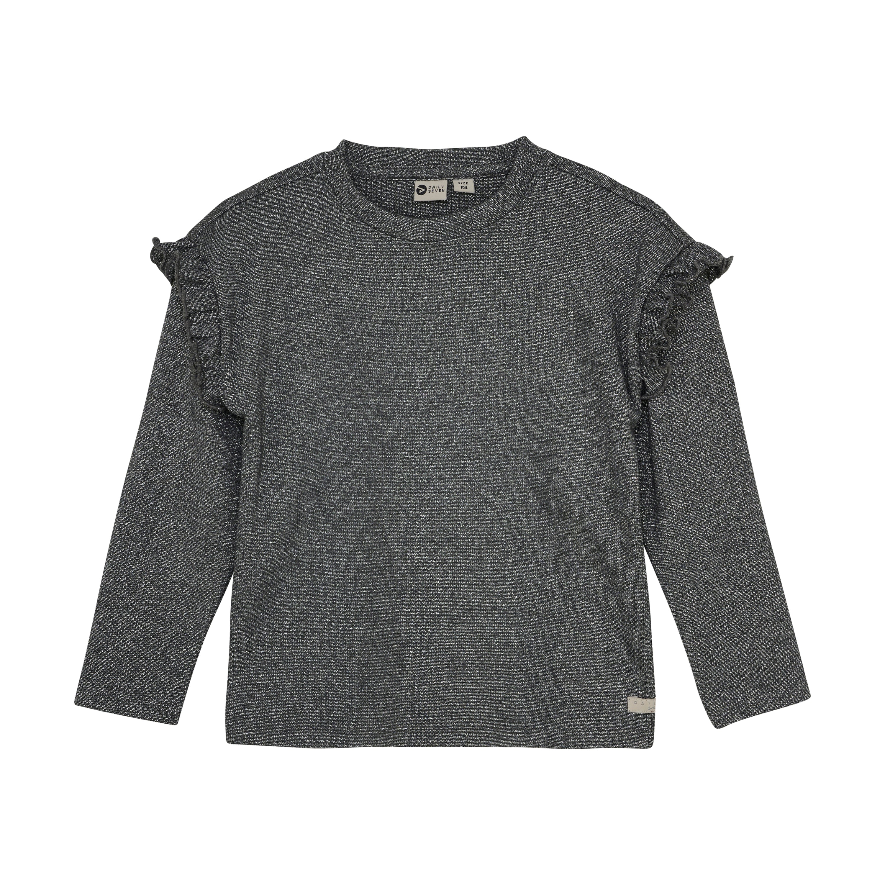 DAILY7 T-Shirt Longsleeve Ruffle - Phantom voorzijde