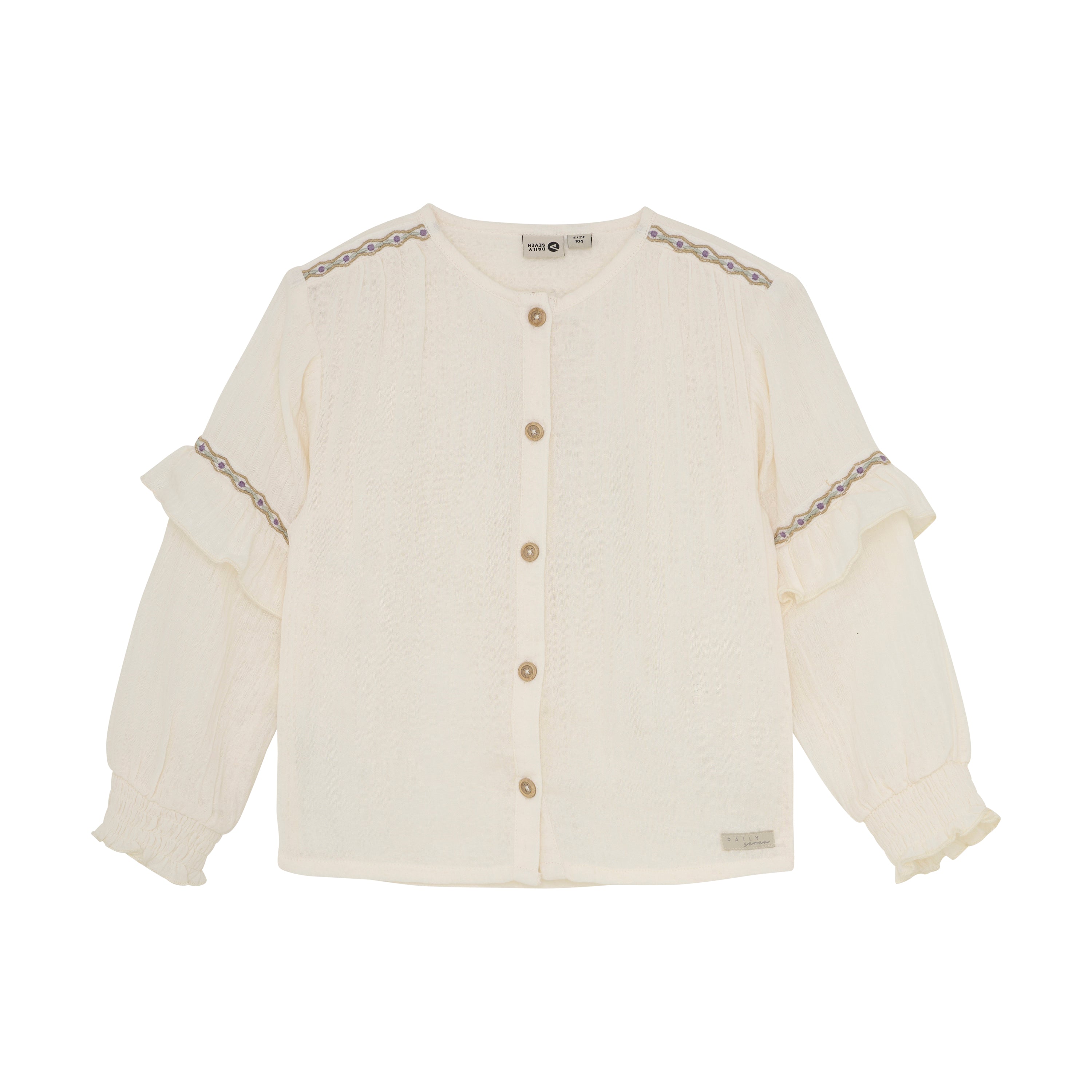 DAILY7 Shirt Longsleeve Ruffle - Off White voorzijde