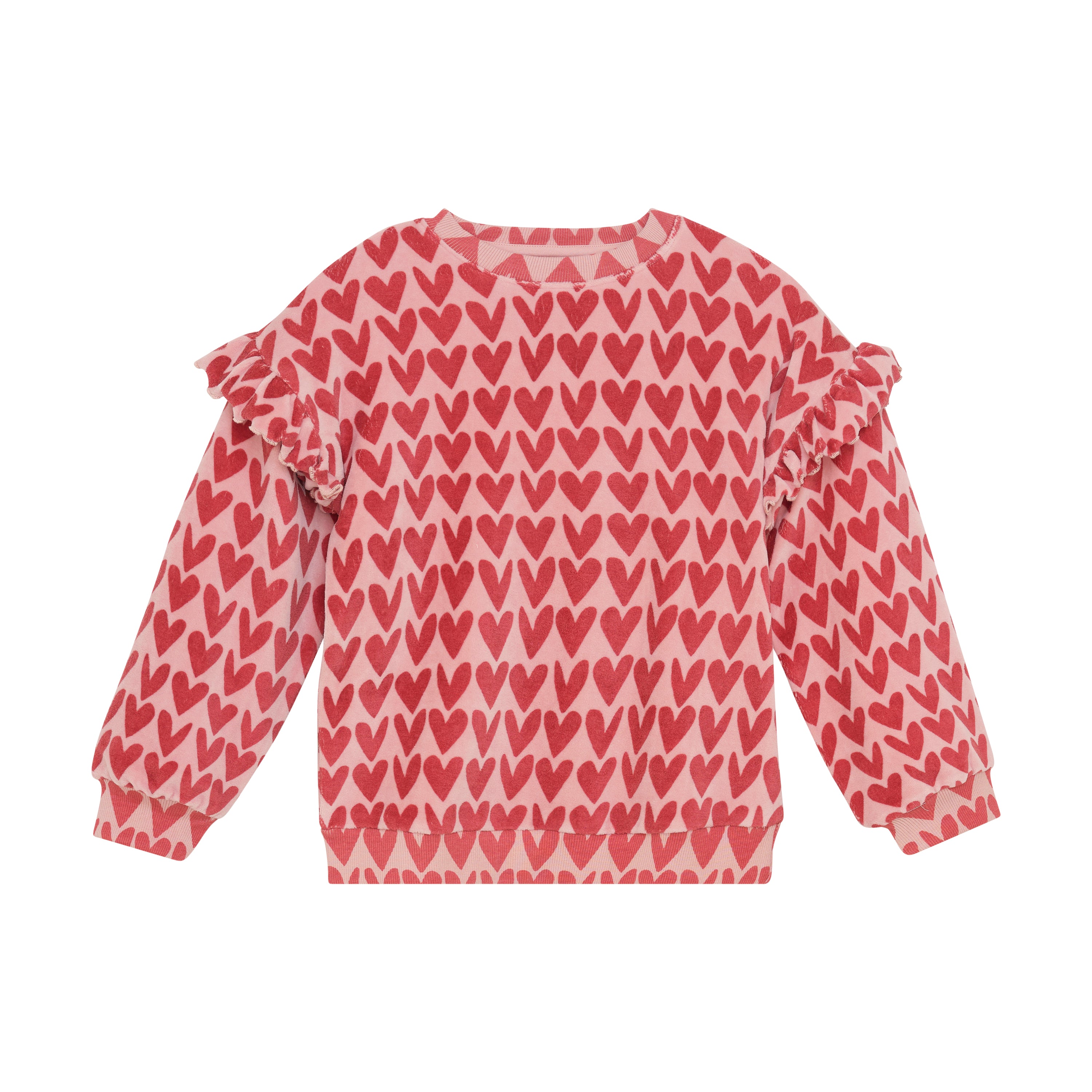 DAILY7 Sweater Heart Print - Pale Mauve voorzijde