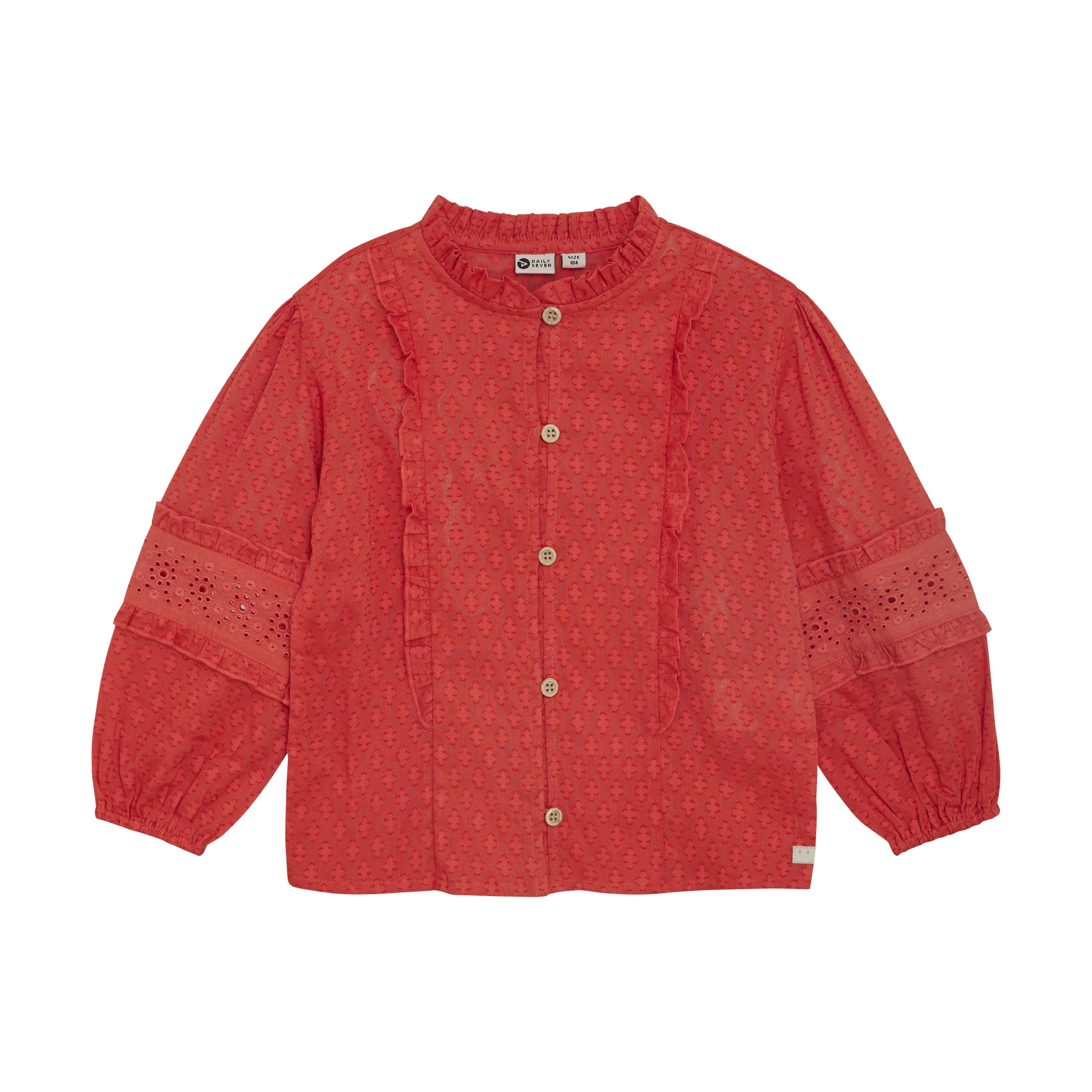 DAILY7 Shirt Longsleeve Ruffle - Baked Apple voorzijde