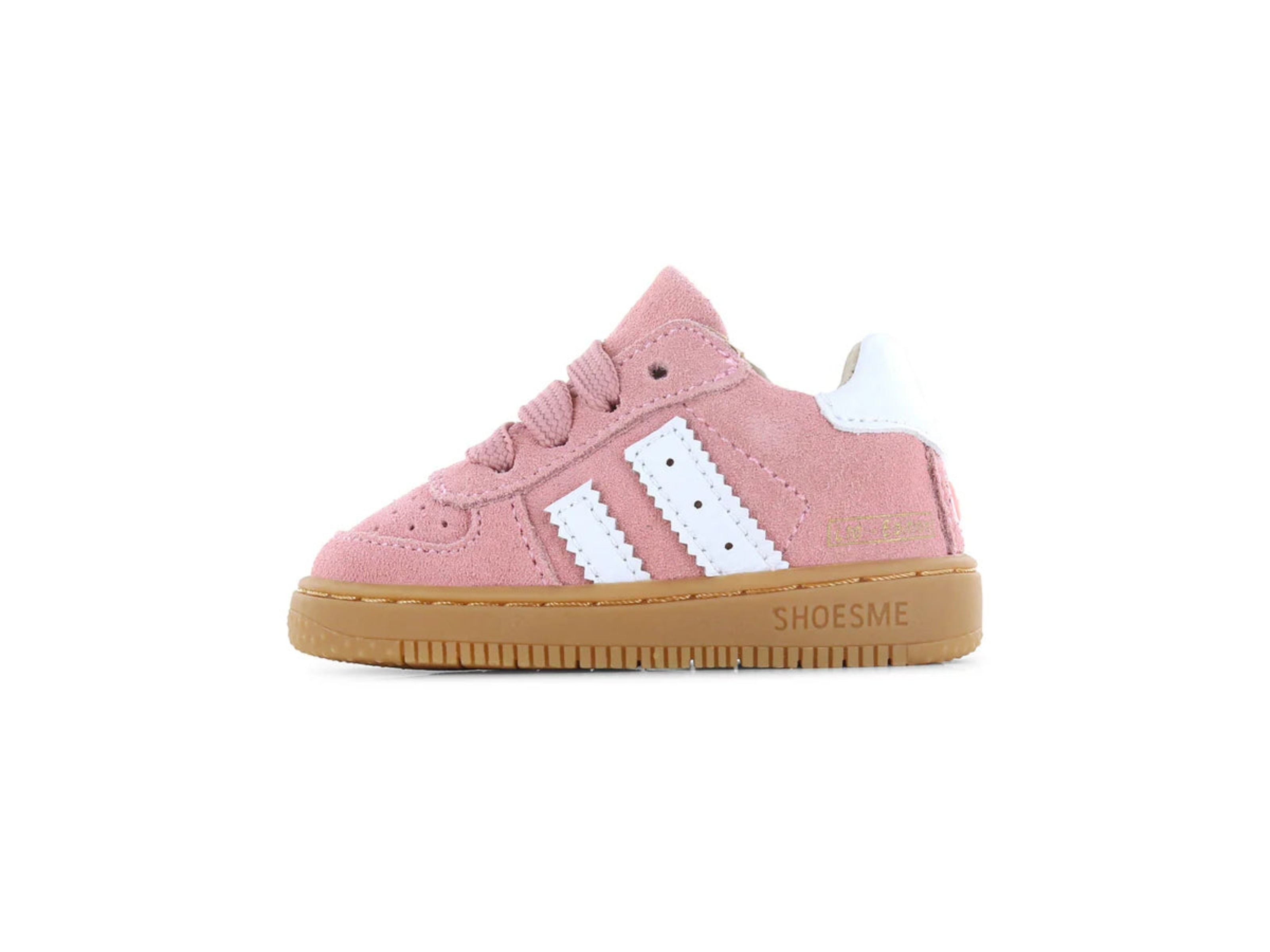 Shoesme Roze Suède Sneakertje zijkant links