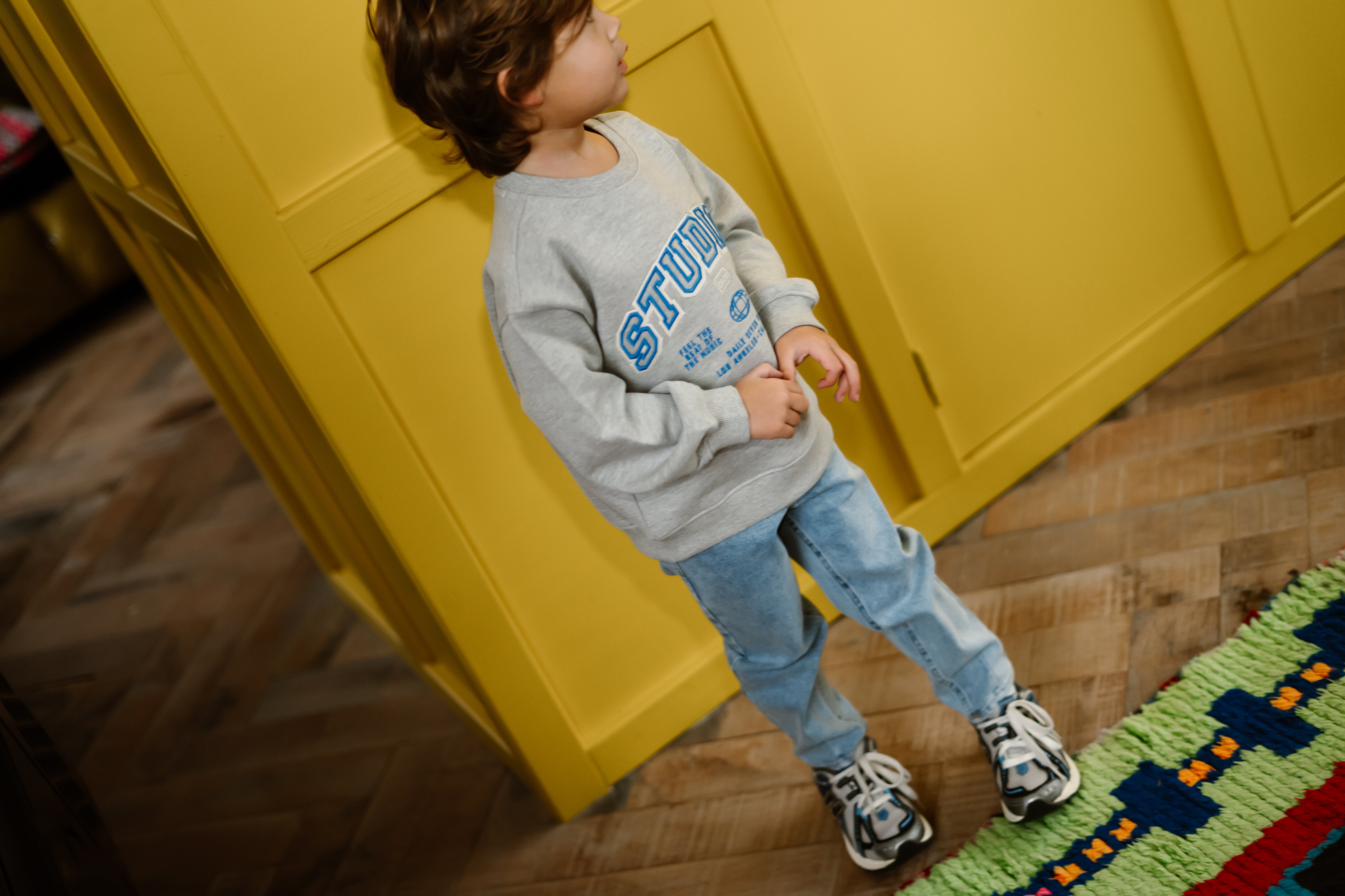 DAILY7 Oversized Sweater Artwork - Grey Melange campagne