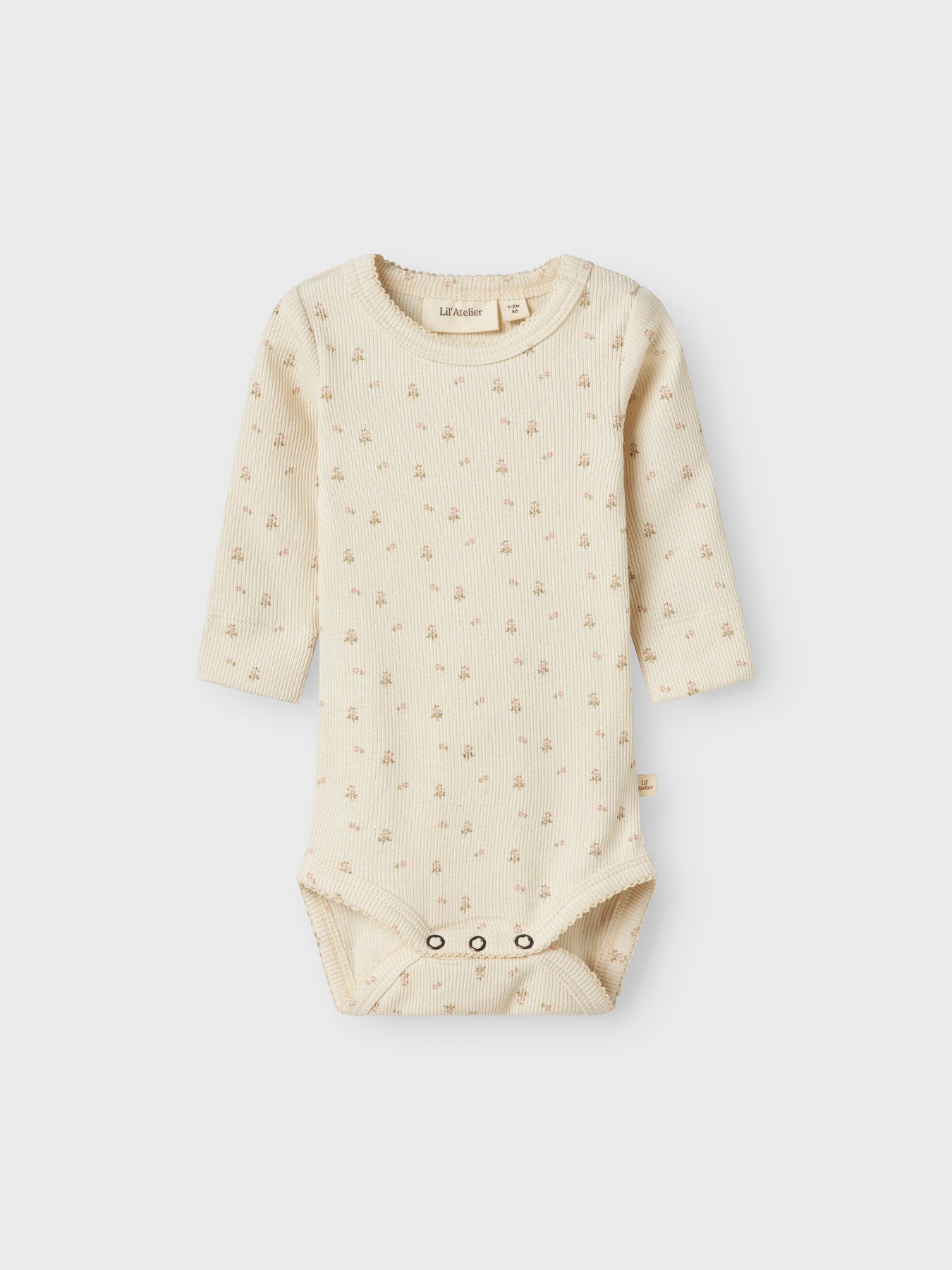 Lil' Atelier LS Slim Body Noos - Turtledove Flower voorzijde