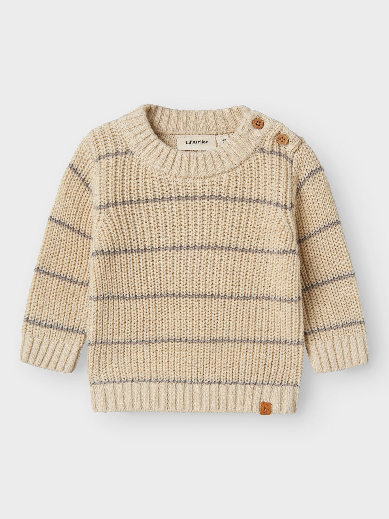 Lil' Atelier LS Knit Stripe - Turteldove voorzijde