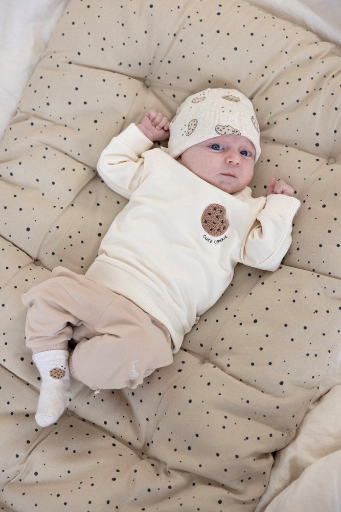 Baby met Feetje Sokken Cute Cookie in Offwhite Melange gemaakt van 85% katoen 13% polyamide en 2% elastaan met een schattige koekjes print