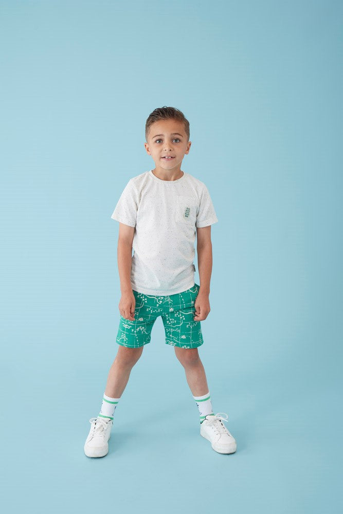 Jongen Sturdy Short AOP Groen - Explore More voorzijde