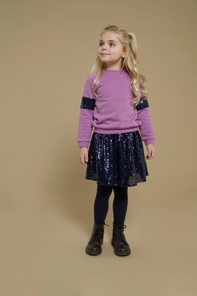 Jubel Sweater - Wild Soul in Violet, met sprankelende sequins van 100% polyester, onderdeel van de Wintercollectie 2025 Sfeerfoto Sweater Aan