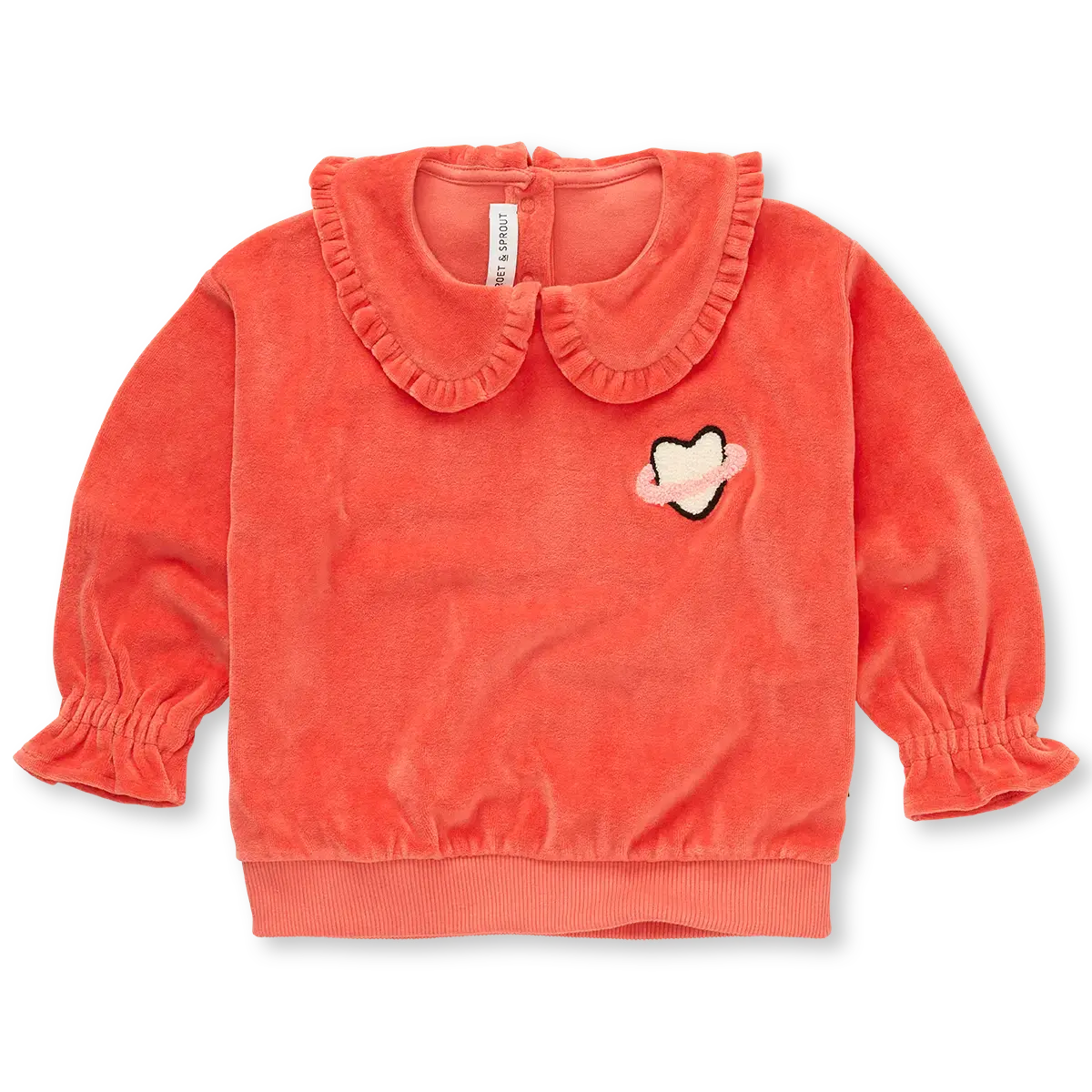 Sproet & Sprout Sweatshirt Velvet Ruffle Collar Voorzijde