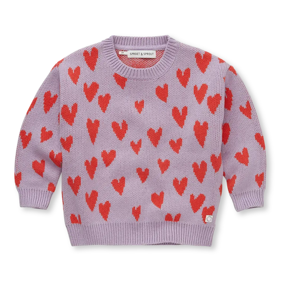 Sproet & Sprout Sweater Intarsia Hearts Voorzijde