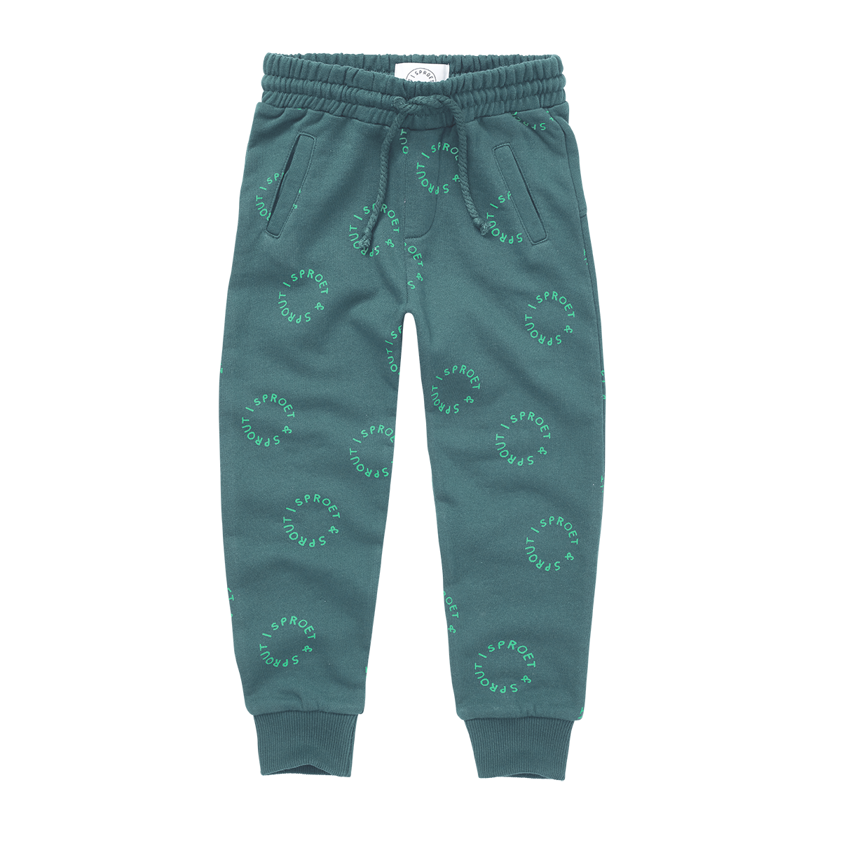 Sproet & Sprout Sweatpants Shady Green Sproet Print Voorzijde