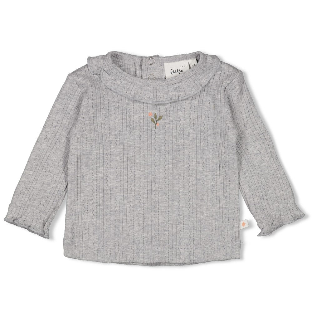 Feetje Longsleeve Ajour Rib - Fields Of Green Voorzijde