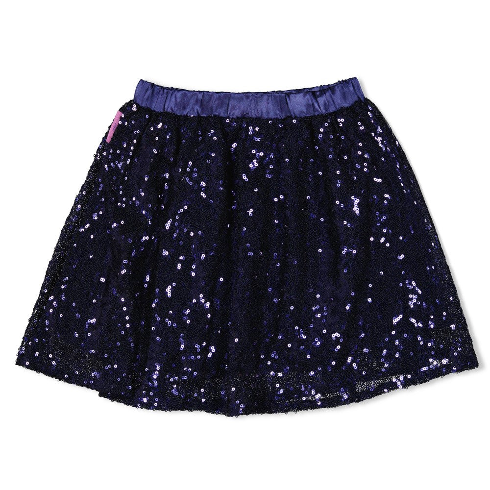 Jubel Pailetten Rok - Wild Soul in Indigo, met glinsterende pailetten en een comfortabele voering van biologisch katoen, Wintercollectie 2025Achterzijde