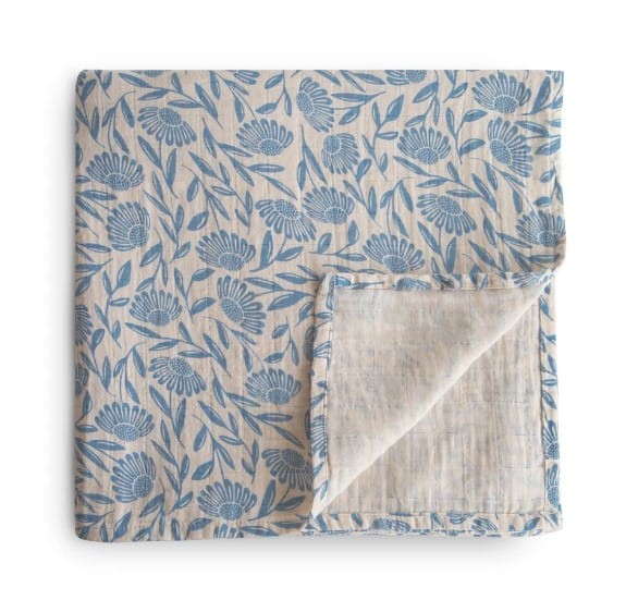 Mousseline Swaddle Blue Flowers