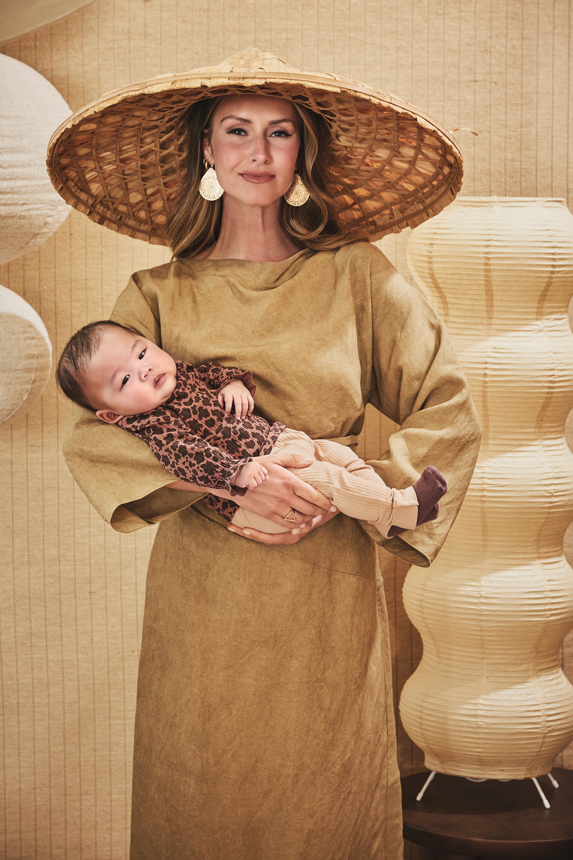 Z8 Perla Tricot Rib Longsleeve - Amber Brown/AOP Sfeerfoto