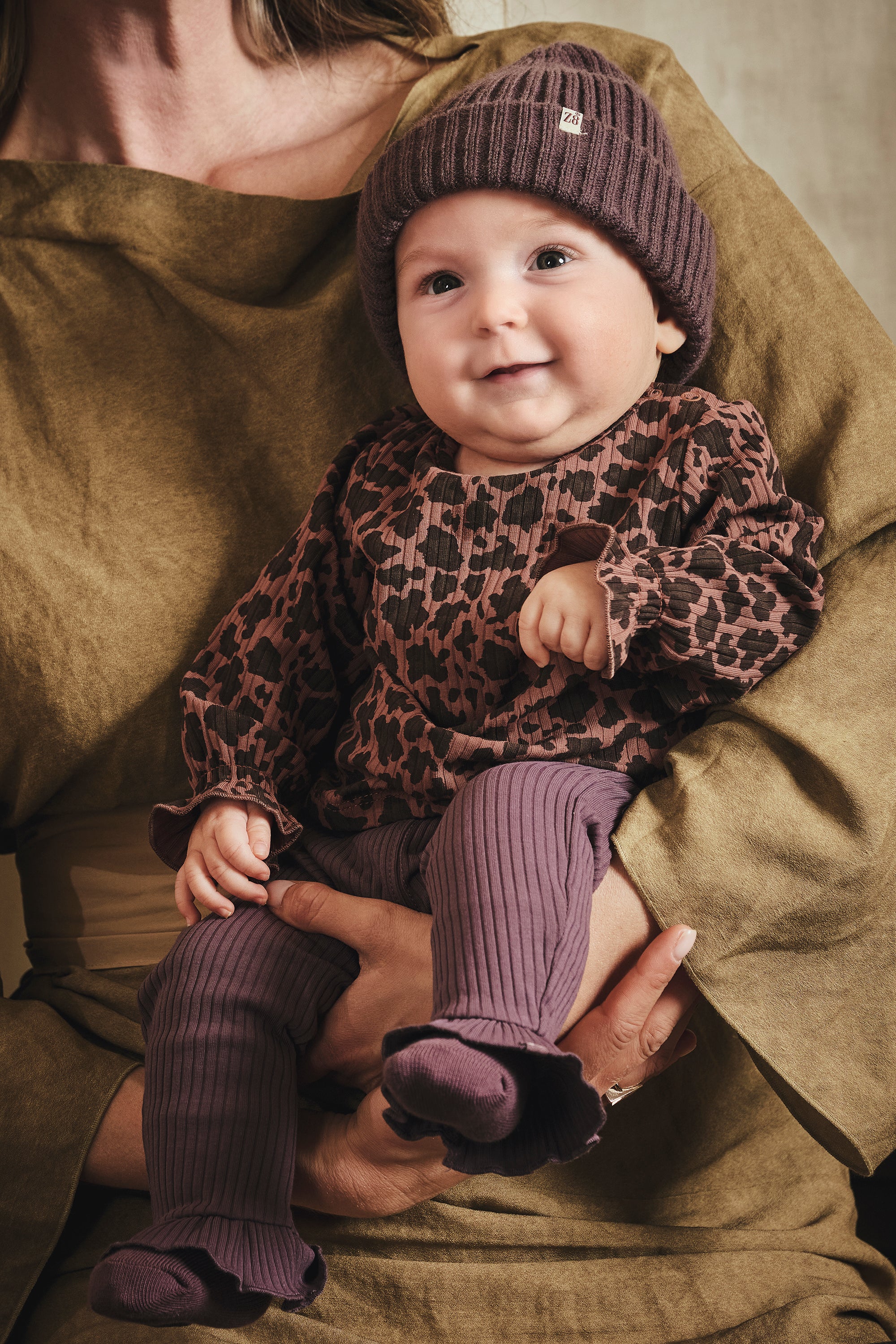 Z8 Perla Tricot Rib Longsleeve - Amber Brown/AOP Sfeerfoto