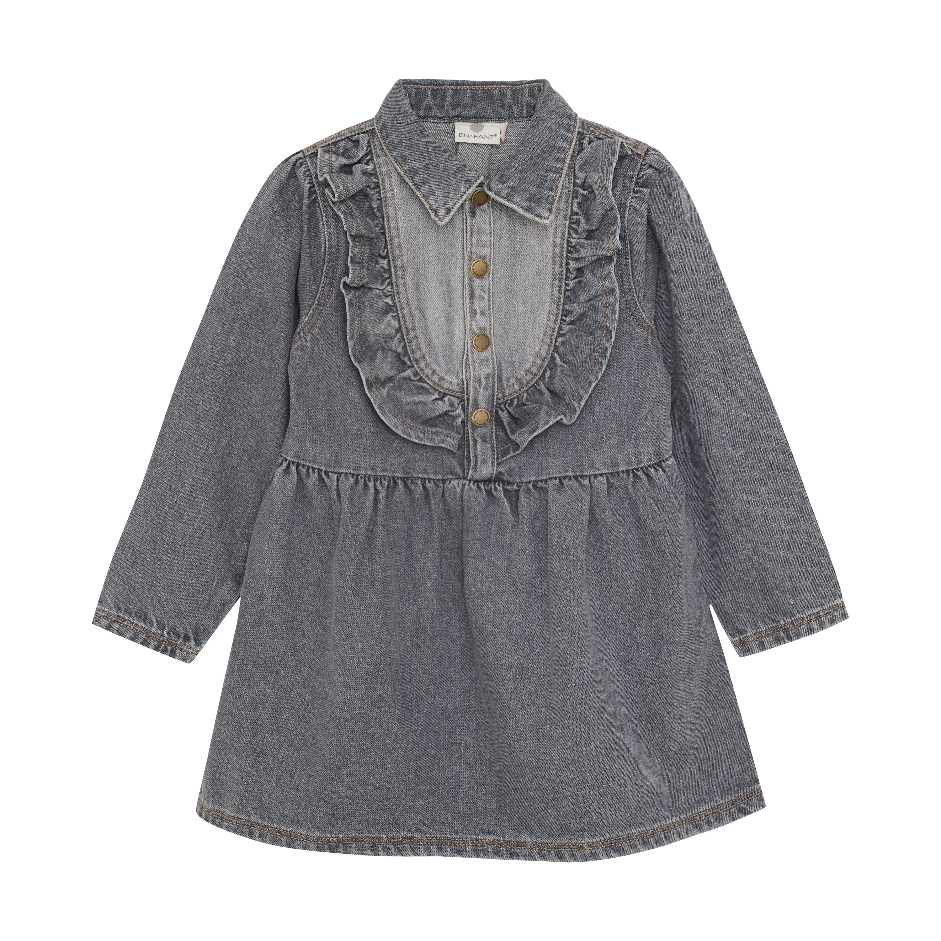 En Fant Dress Denim  - Light Grey Denim Voorzijde
