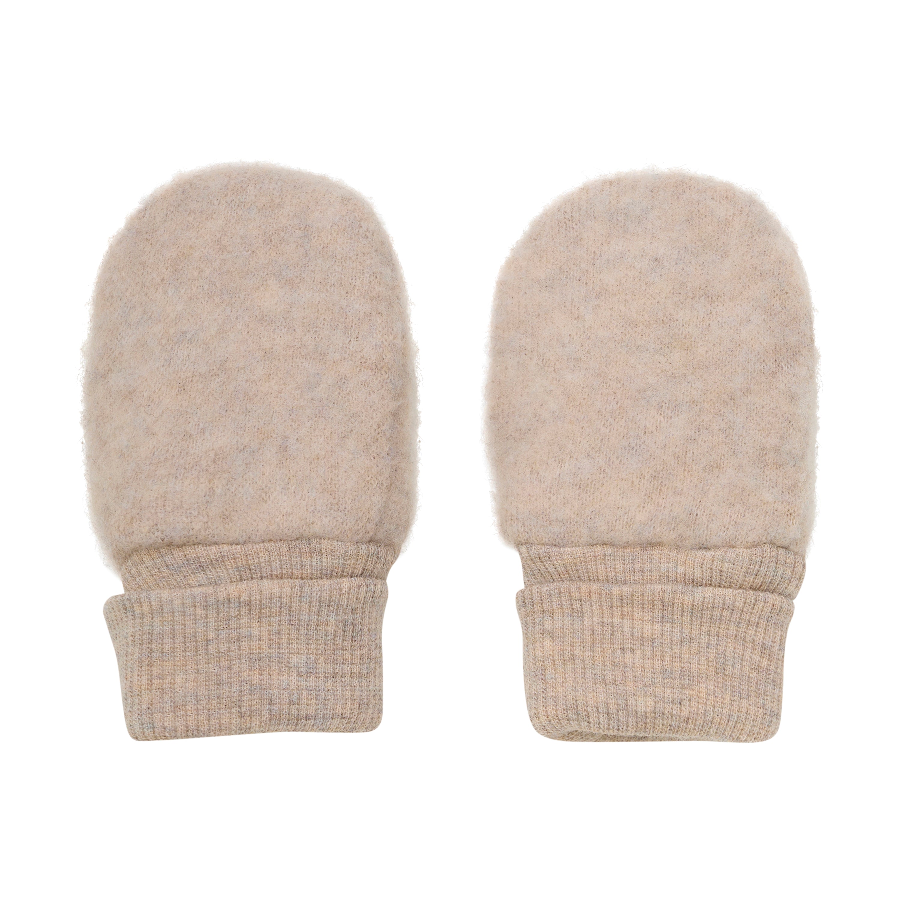 Huttelihut Mittens Wool Fleece  2-layer - Camel Melange Achterzijde