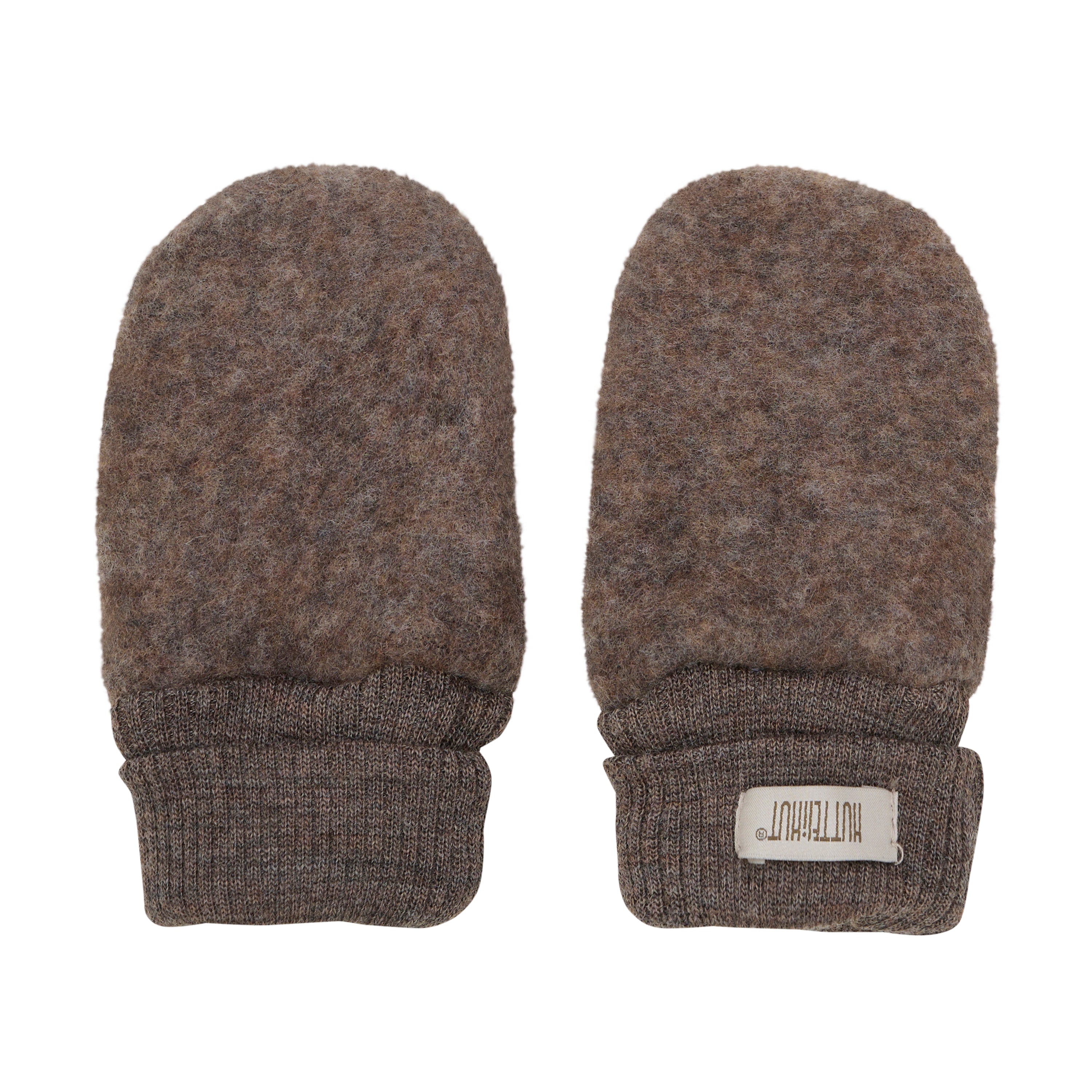 Huttelihut Mittens Wool Fleece  2-layer - Brown Melange Voorzijde
