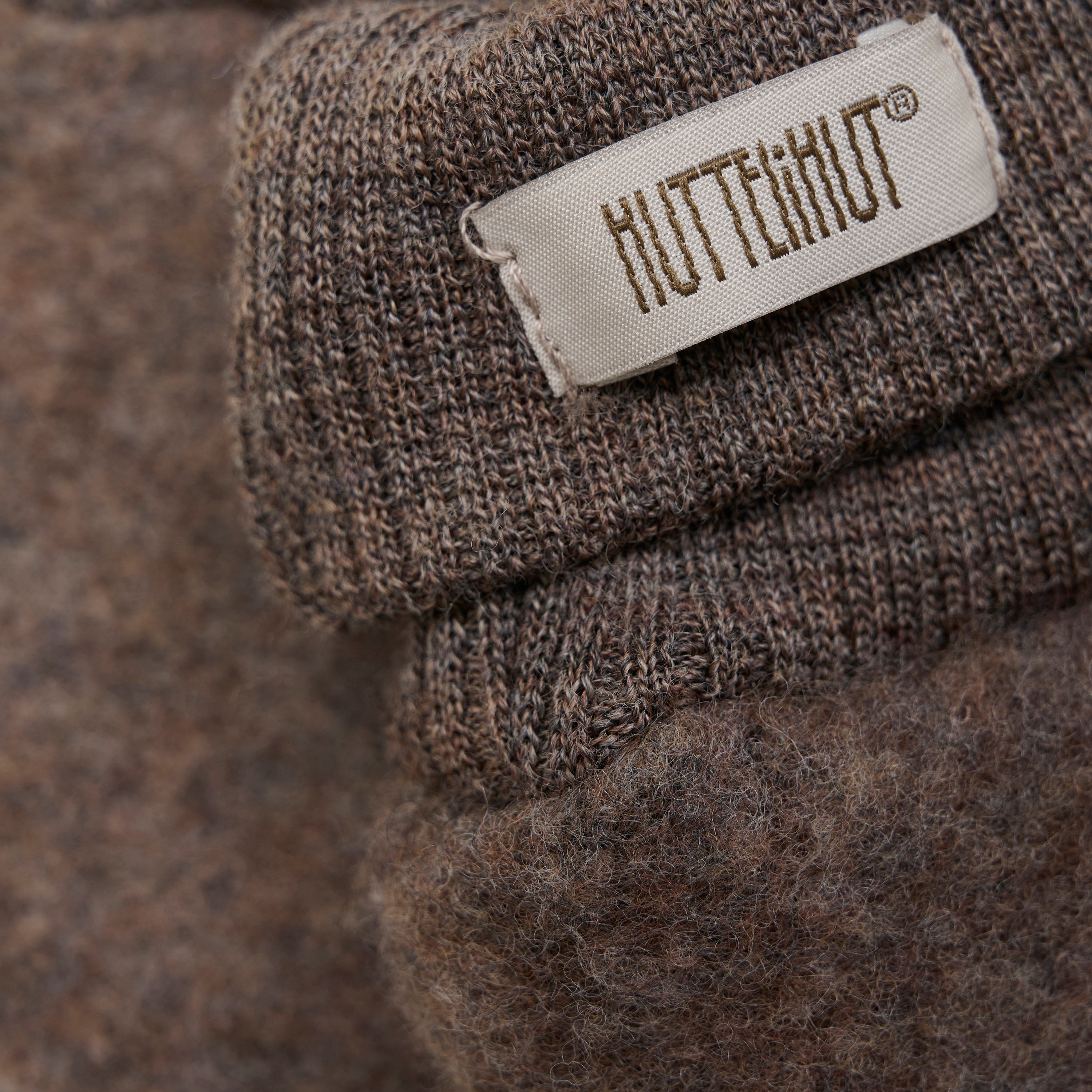 Huttelihut Mittens Wool Fleece  2-layer - Brown Melange Detailfoto