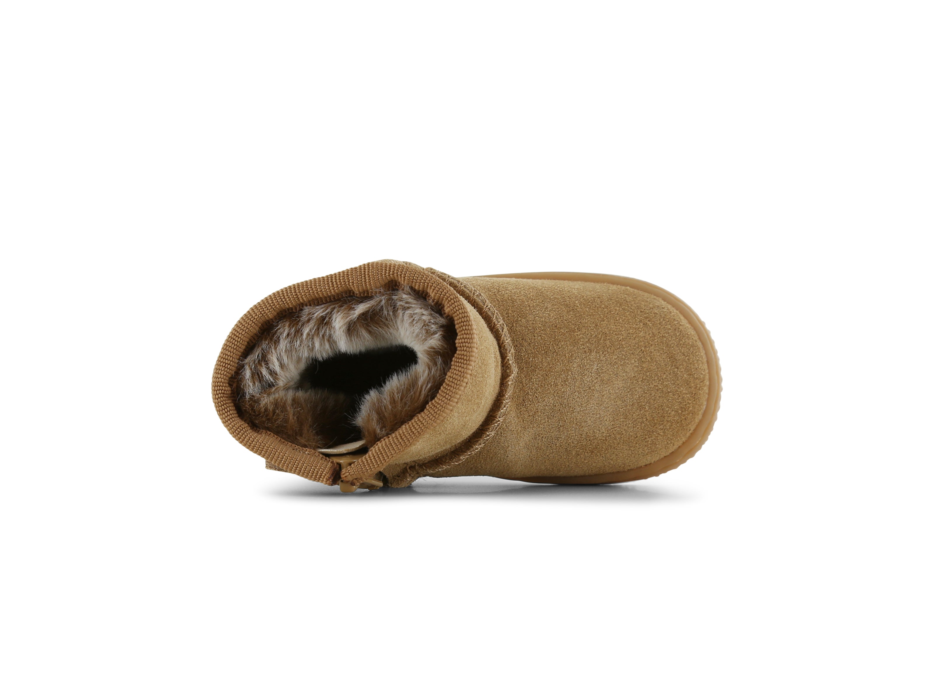 Shoesme Cognac Bootie Met Fluffy Voering bovenzijde
