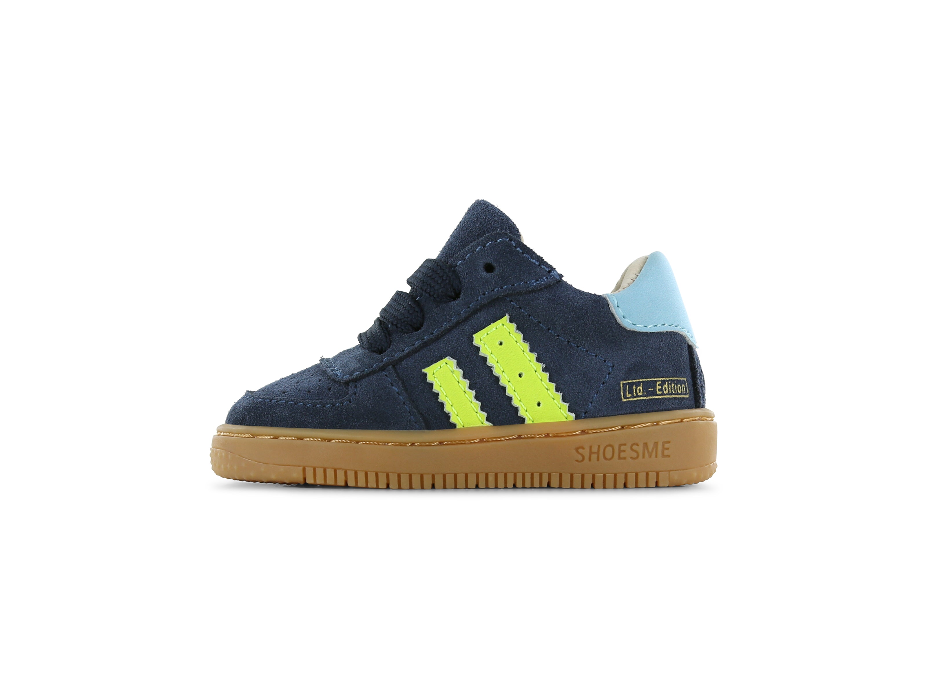 Shoesme Blauw Suède Sneakertje zijkant links
