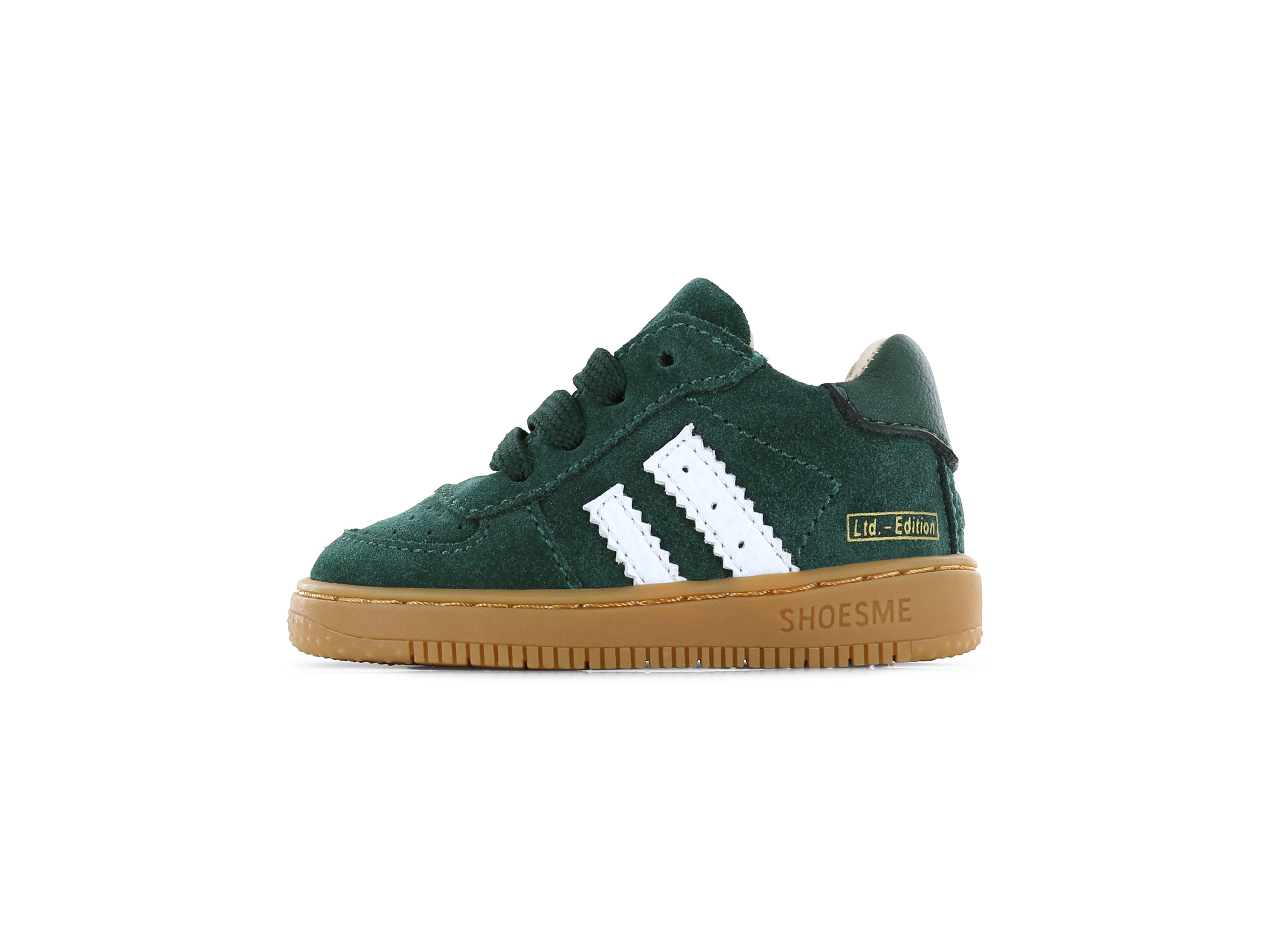 Shoesme Donkergroen Suède Sneakertje zijkant links