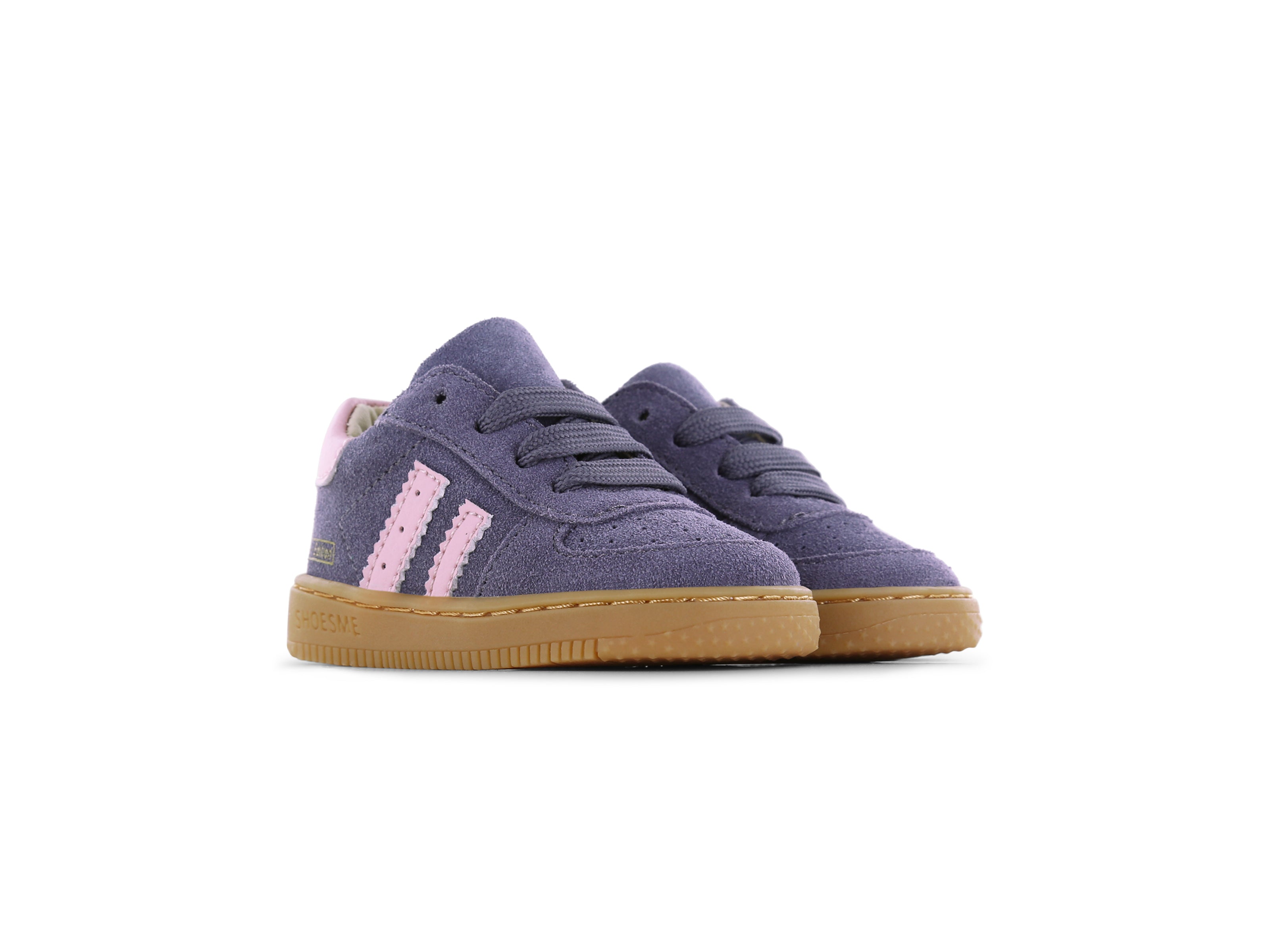 Shoesme Paars Roze Suède Sneakertje aanzicht paar