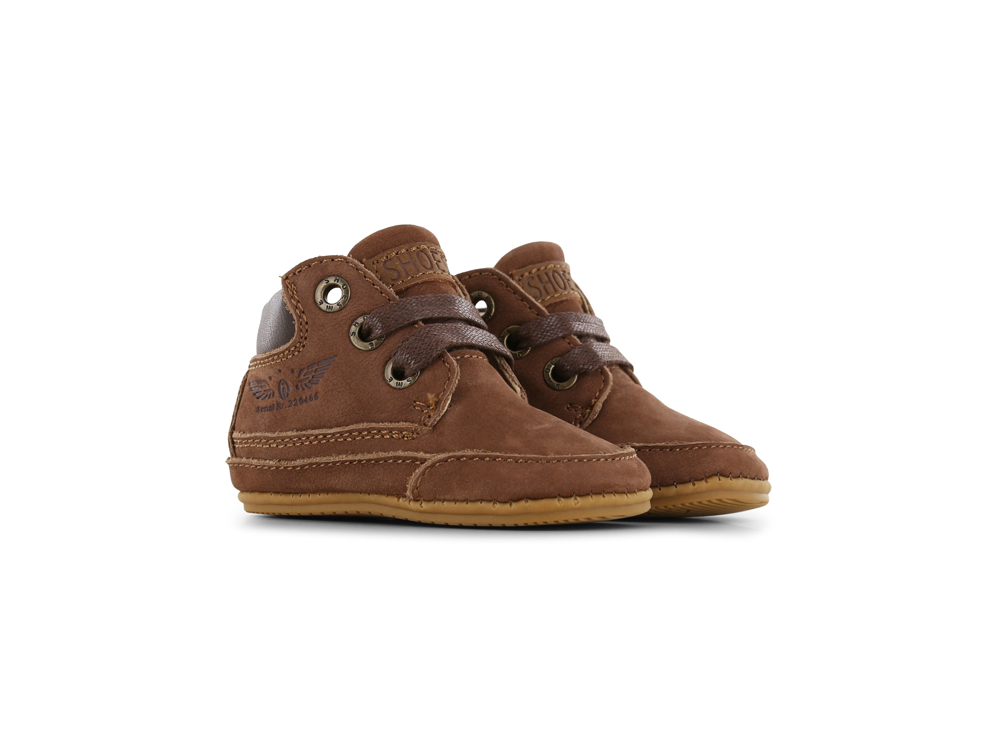 Shoesme Donkerbruin BABY-PROOF® Schoentje aanzicht paar